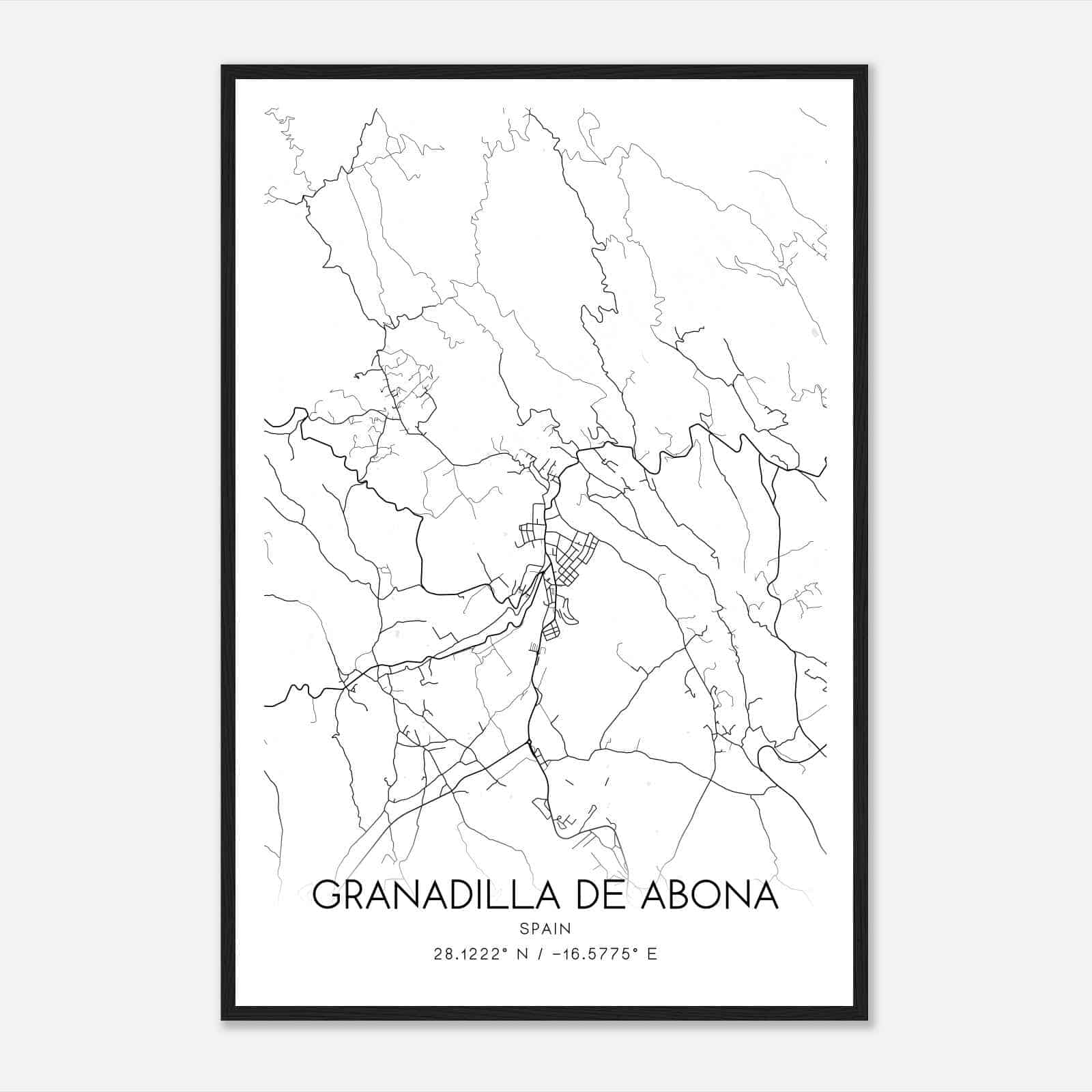Granadilla de Abona Spain Map Poster, Modern Home Decor Wall Art Print