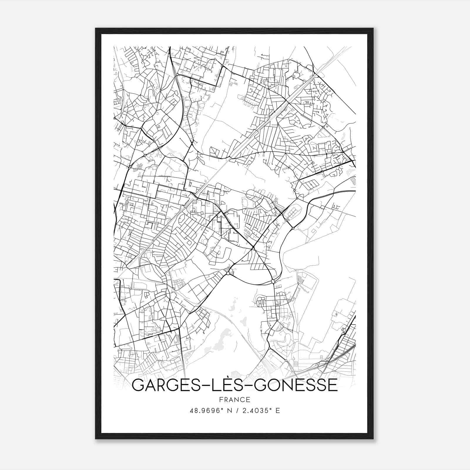 Garges-les-Gonesse France Map Poster, Modern Home Decor Wall Art Print Garges-les-Gonesse France Map Poster, Modern Home Decor Wall Art Print