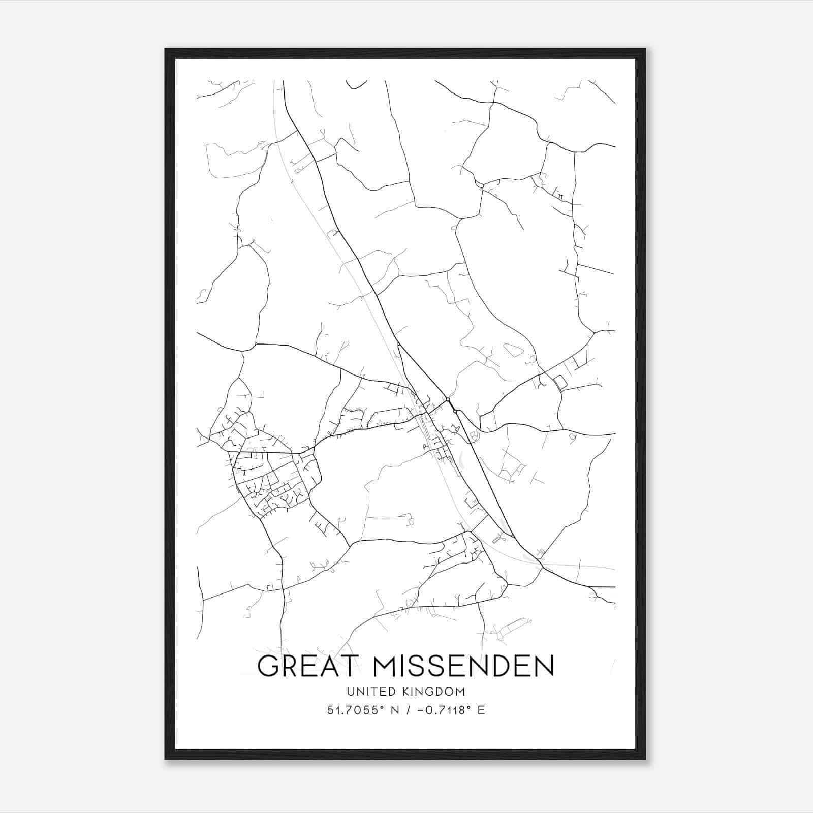 Great Missenden United Kingdom Map Poster, Modern Home Decor Wall Art Print