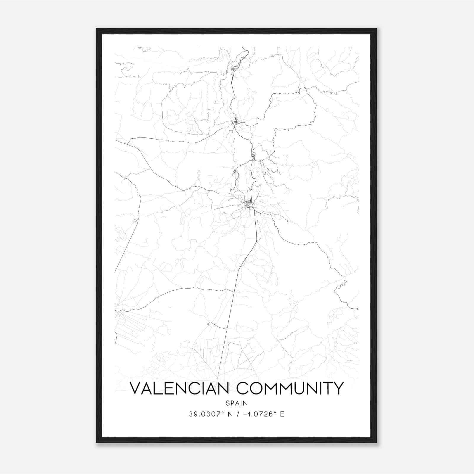 Ayora Spain Map Poster, Modern Home Decor Wall Art Print