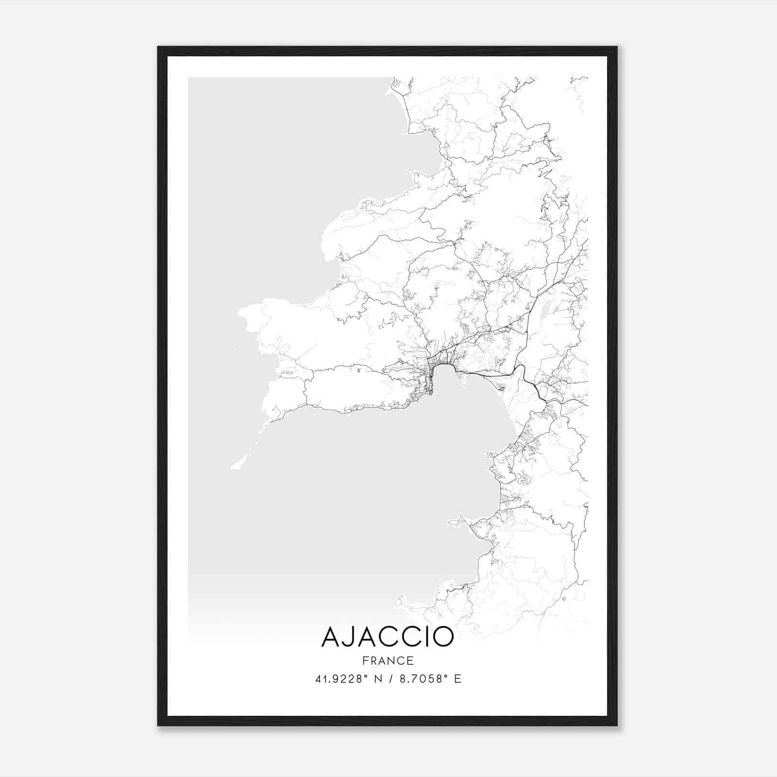 Ajaccio France Map Poster, Modern Home Decor Wall Art Print