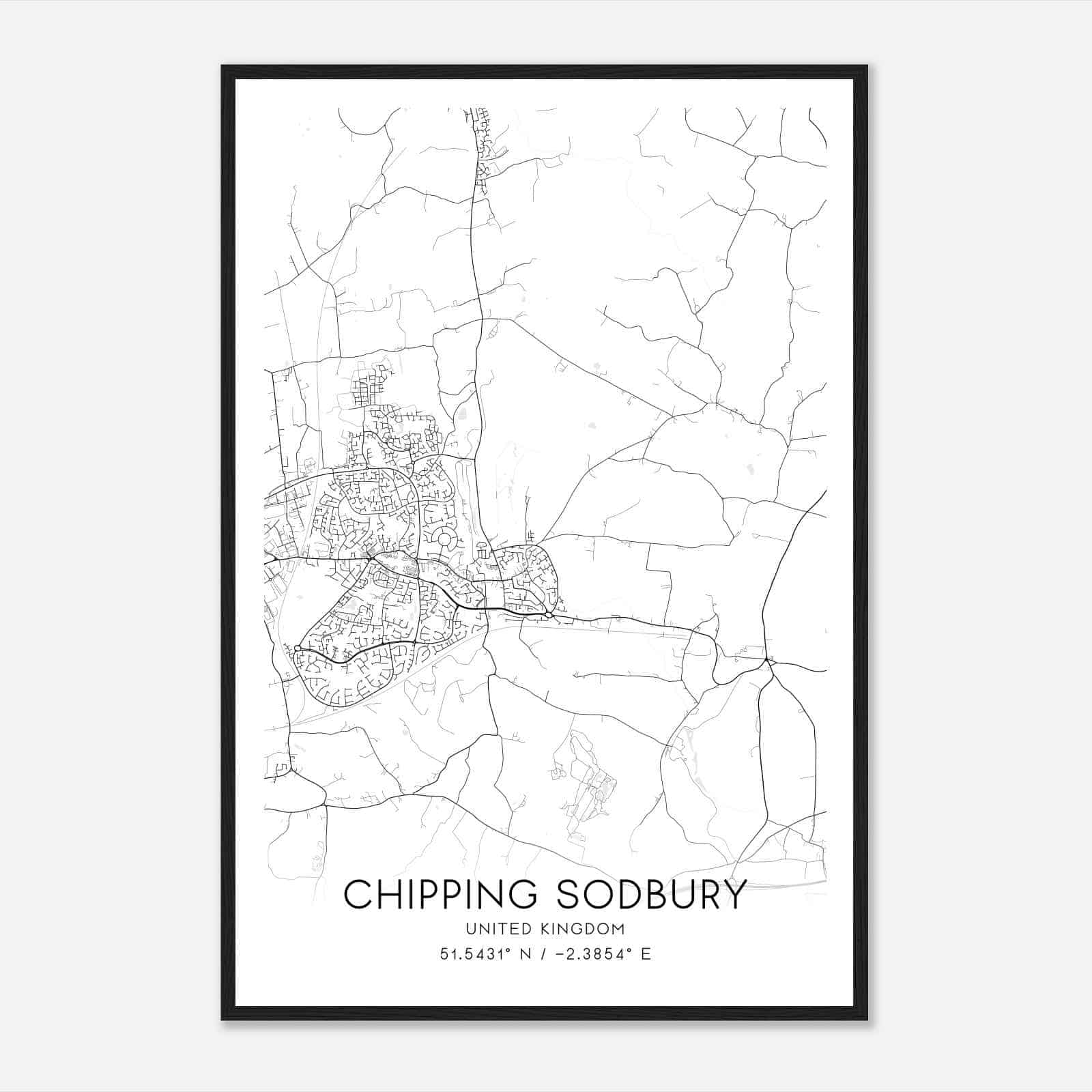 Chipping Sodbury United Kingdom Map Poster, Modern Home Decor Wall Art Print