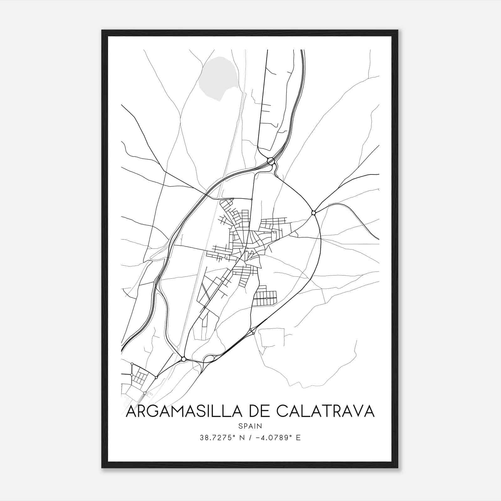 Argamasilla de Calatrava Spain Map Poster, Modern Home Decor Wall Art Print