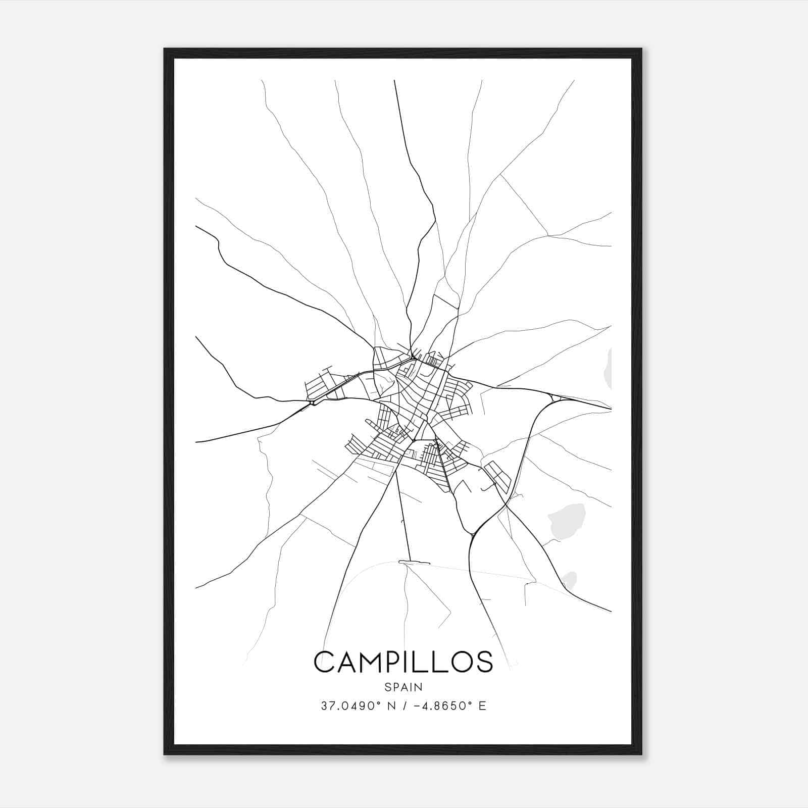 Campillos Spain Map Poster, Modern Home Decor Wall Art Print