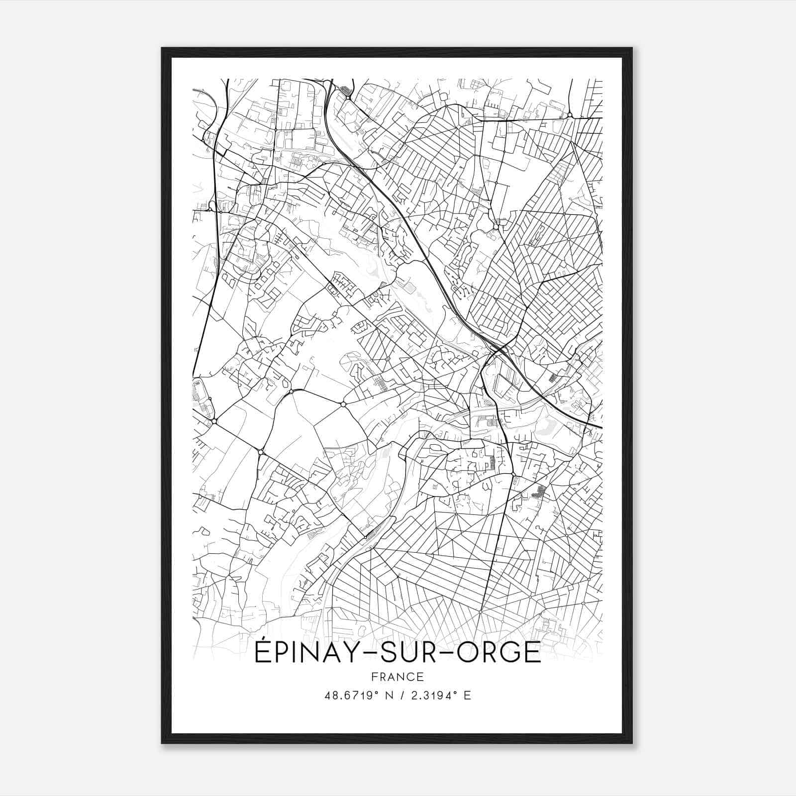 Epinay-sur-Orge France Map Poster, Modern Home Decor Wall Art Print