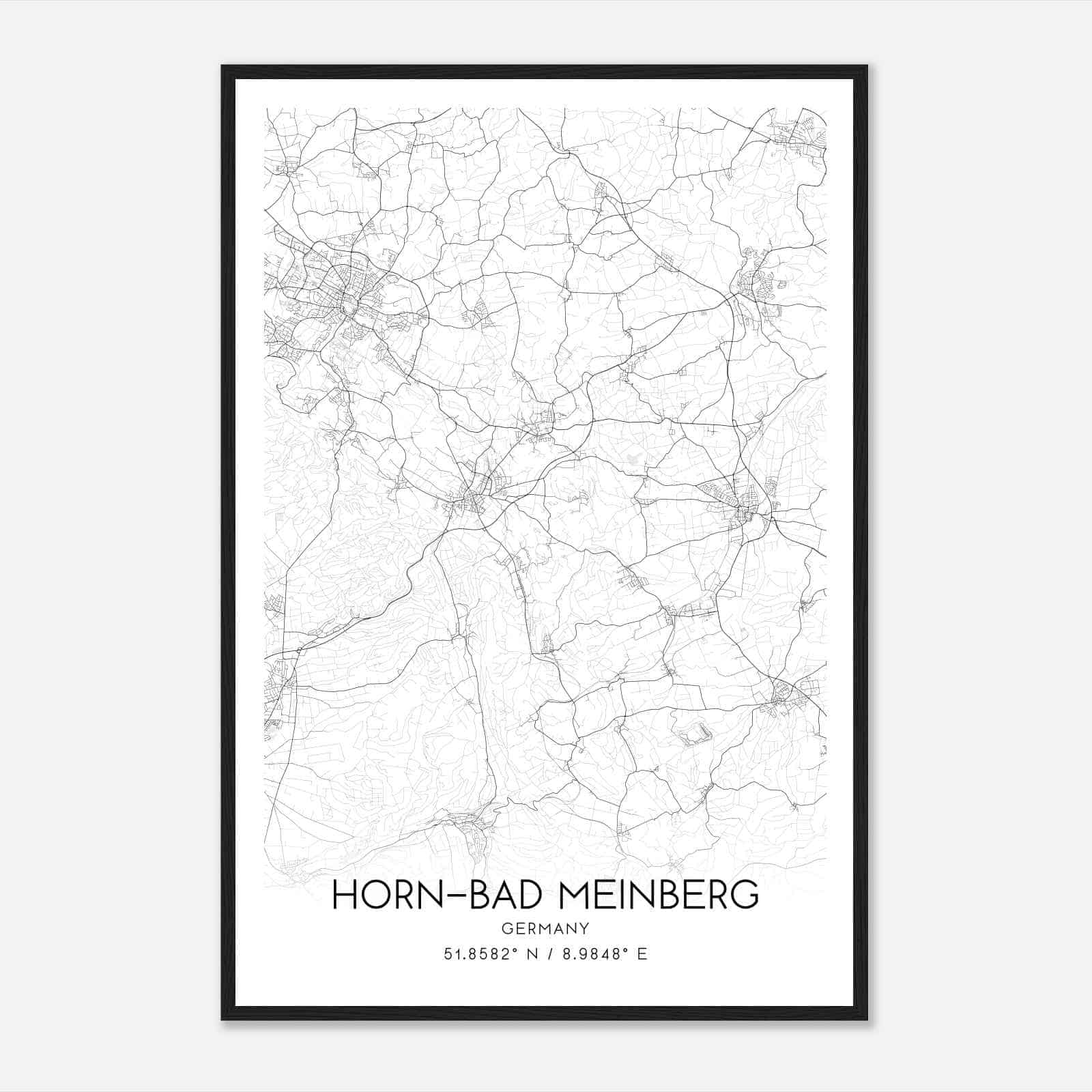 Horn-Bad Meinberg Germany Map Poster, Modern Home Decor Wall Art Print