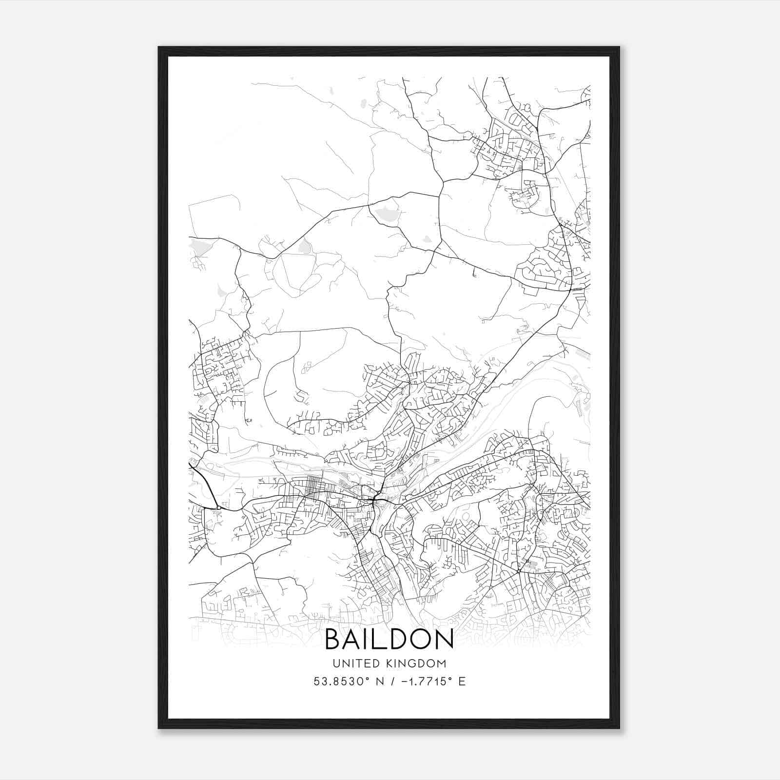 Baildon United Kingdom Map Poster, Modern Home Decor Wall Art Print