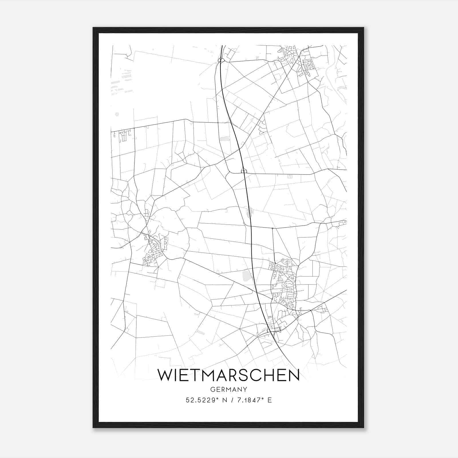 Wietmarschen Germany Map Poster, Modern Home Decor Wall Art Print
