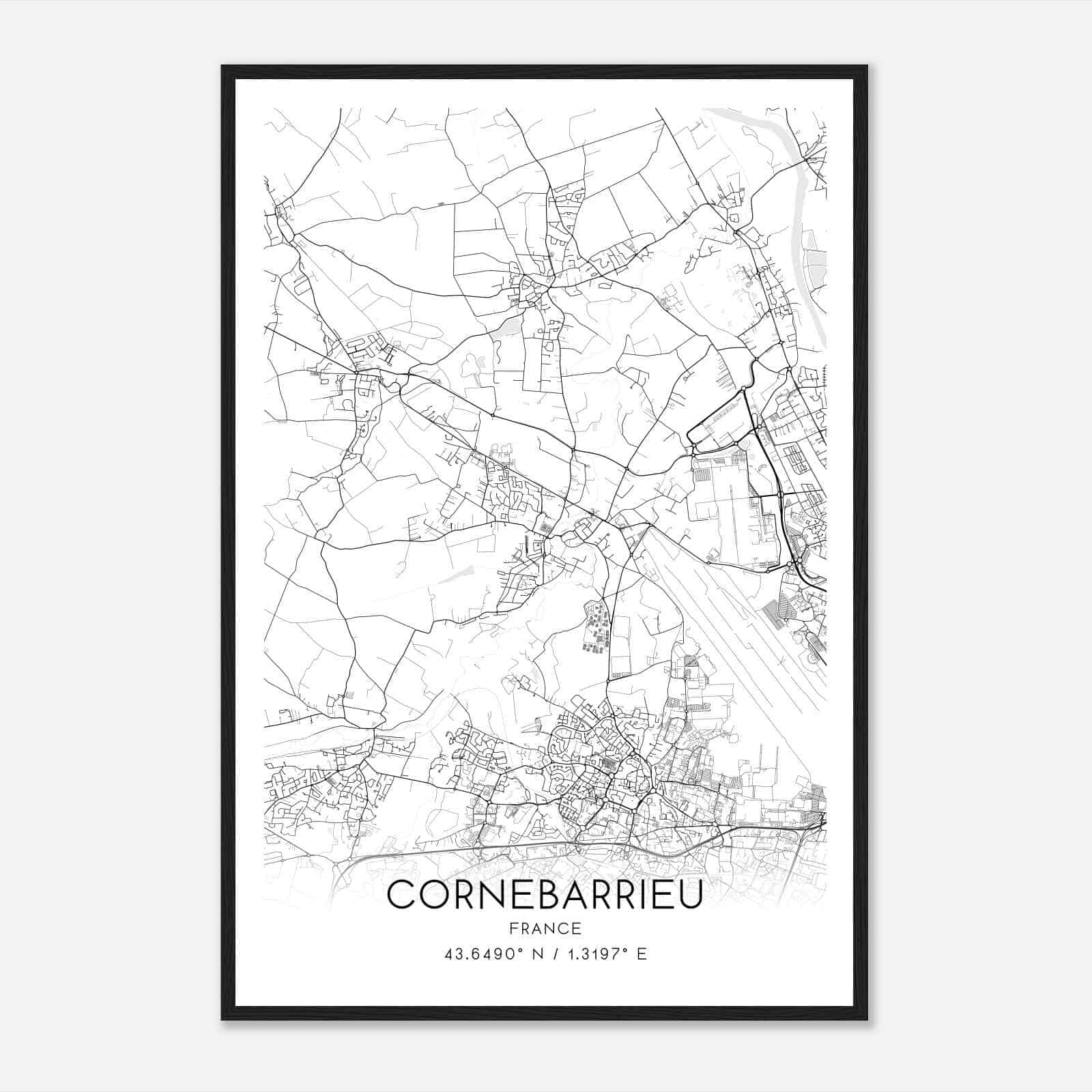 Cornebarrieu France Map Poster, Modern Home Decor Wall Art Print