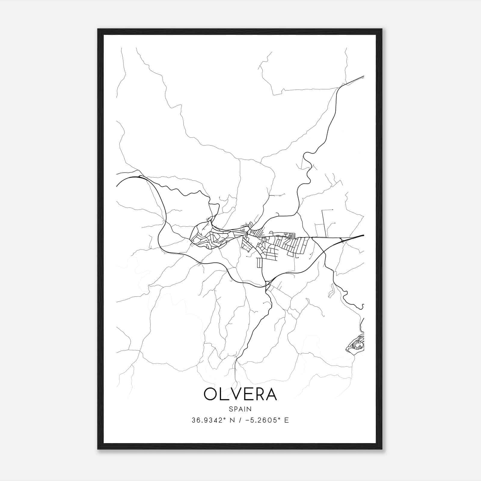 Olvera Spain Map Poster, Modern Home Decor Wall Art Print
