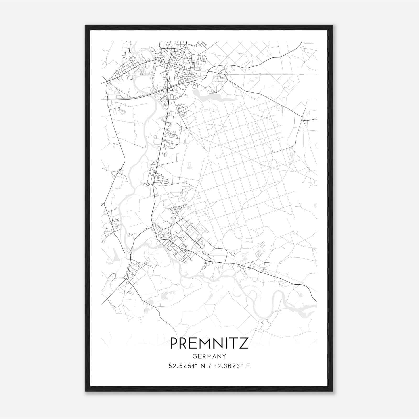 Premnitz Germany Map Poster, Modern Home Decor Wall Art Print