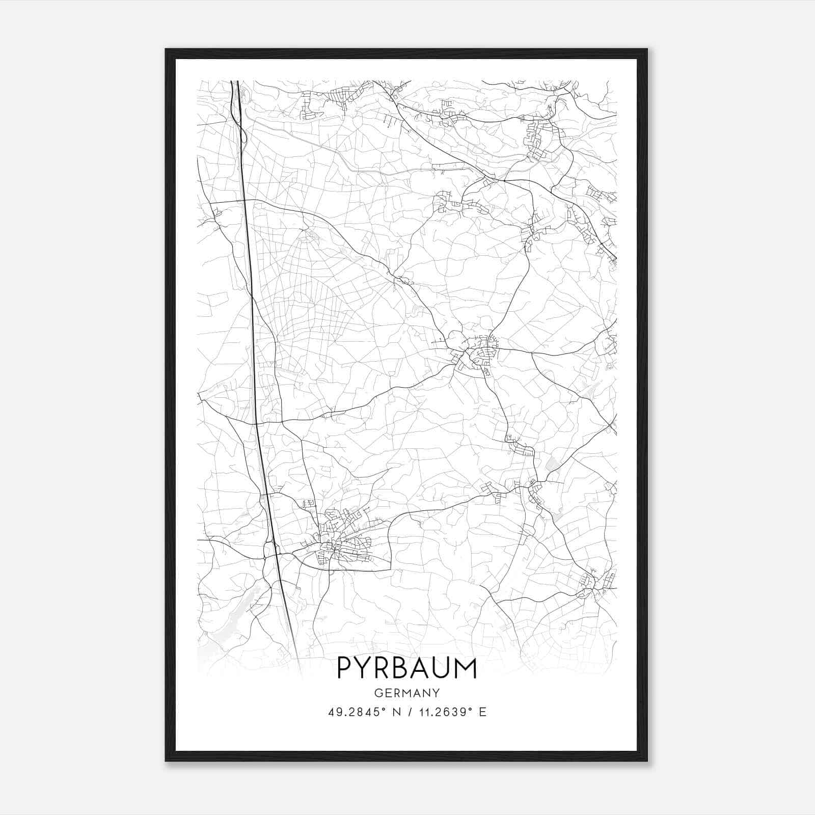 Pyrbaum Germany Map Poster, Modern Home Decor Wall Art Print
