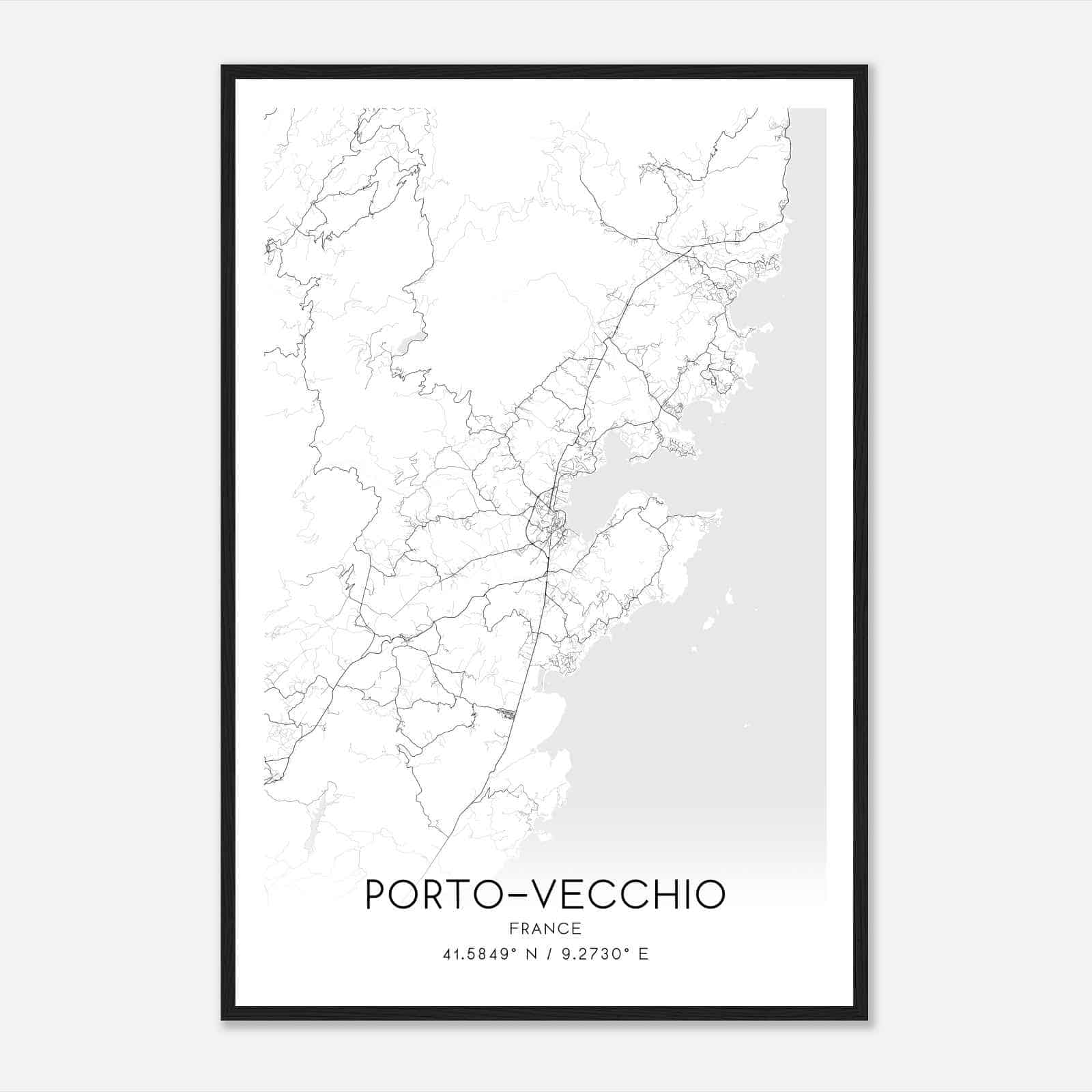 Porto-Vecchio France Map Poster, Modern Home Decor Wall Art Print