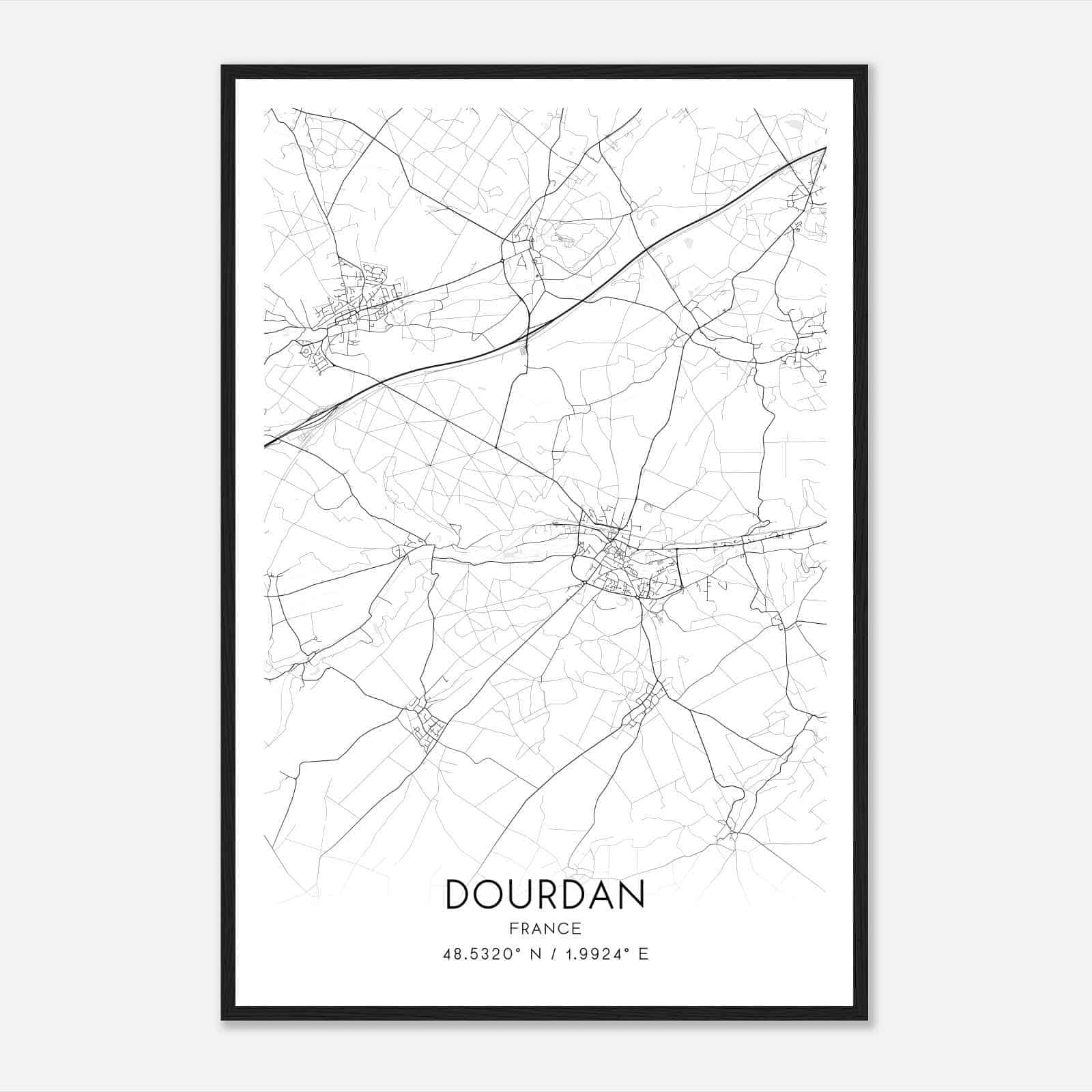 Dourdan France Map Poster, Modern Home Decor Wall Art Print
