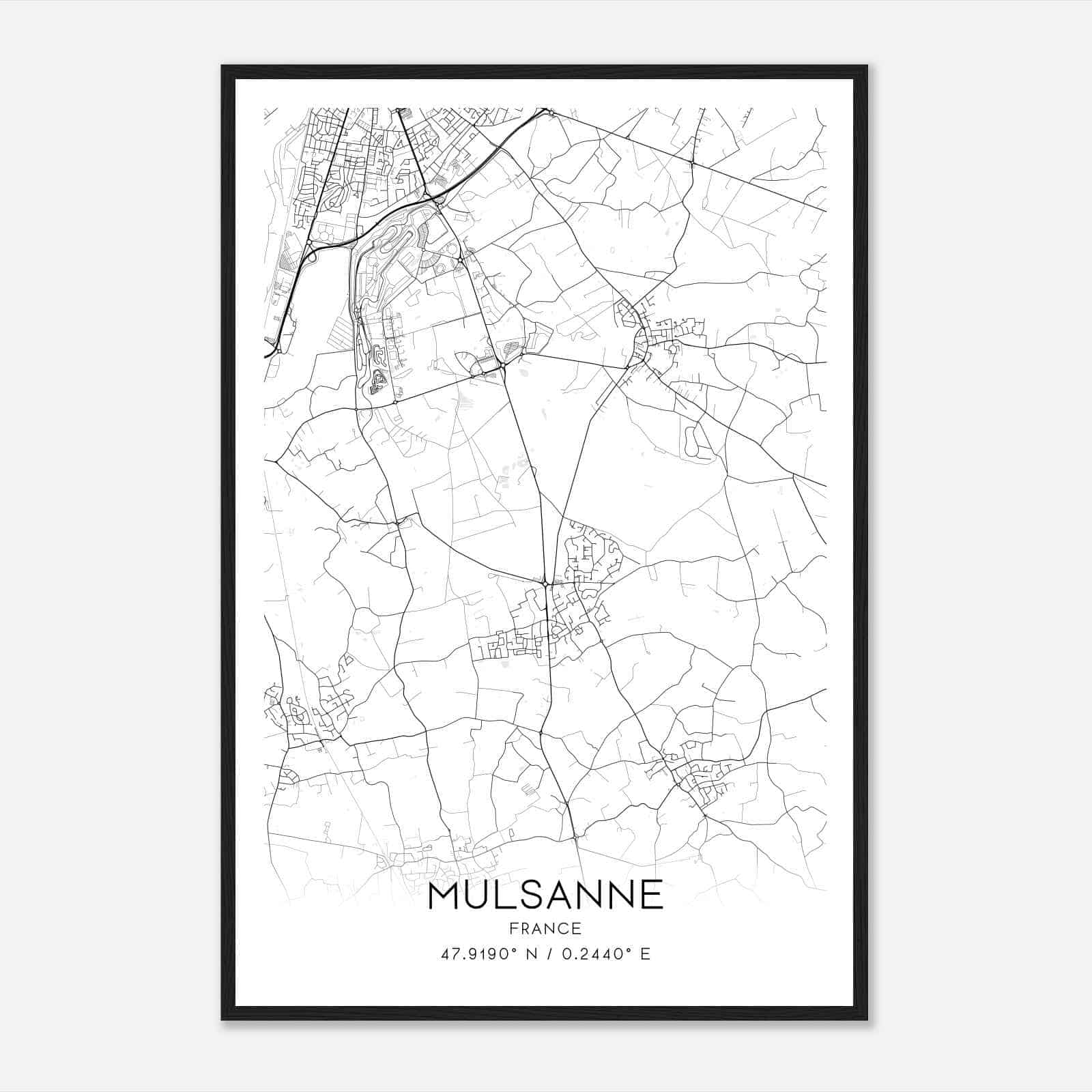 Mulsanne France Map Poster, Modern Home Decor Wall Art Print