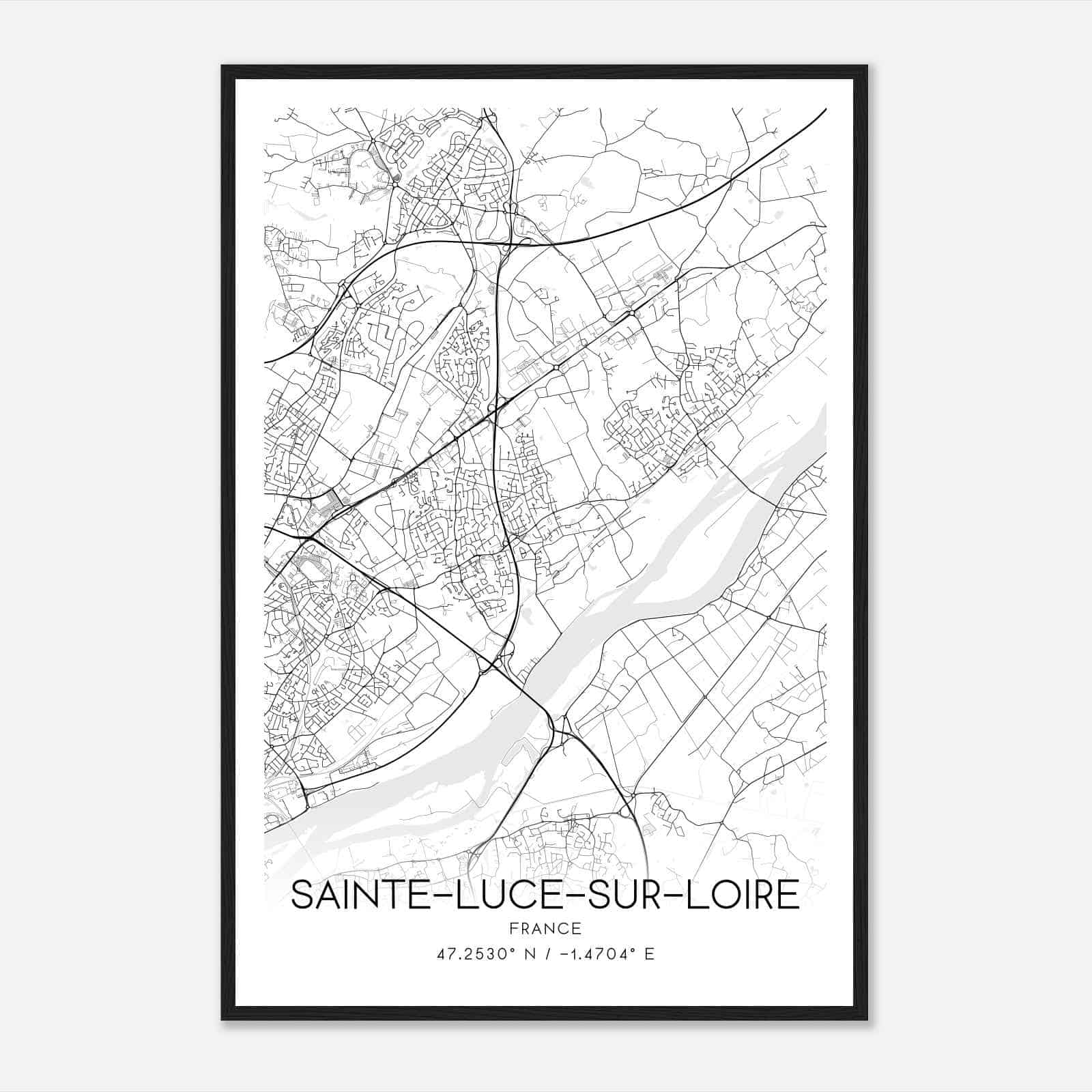 Sainte-Luce-sur-Loire France Map Poster, Modern Home Decor Wall Art Print