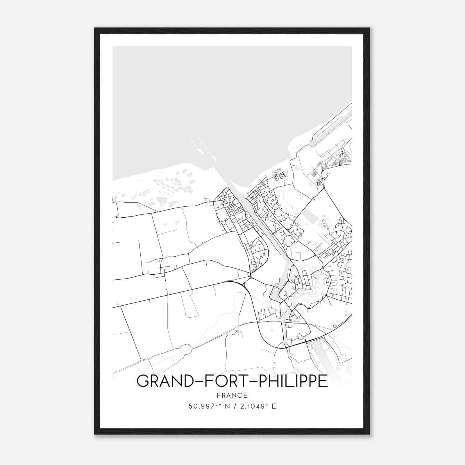 Grand-Fort-Philippe France Map Poster, Modern Home Decor Wall Art Print
