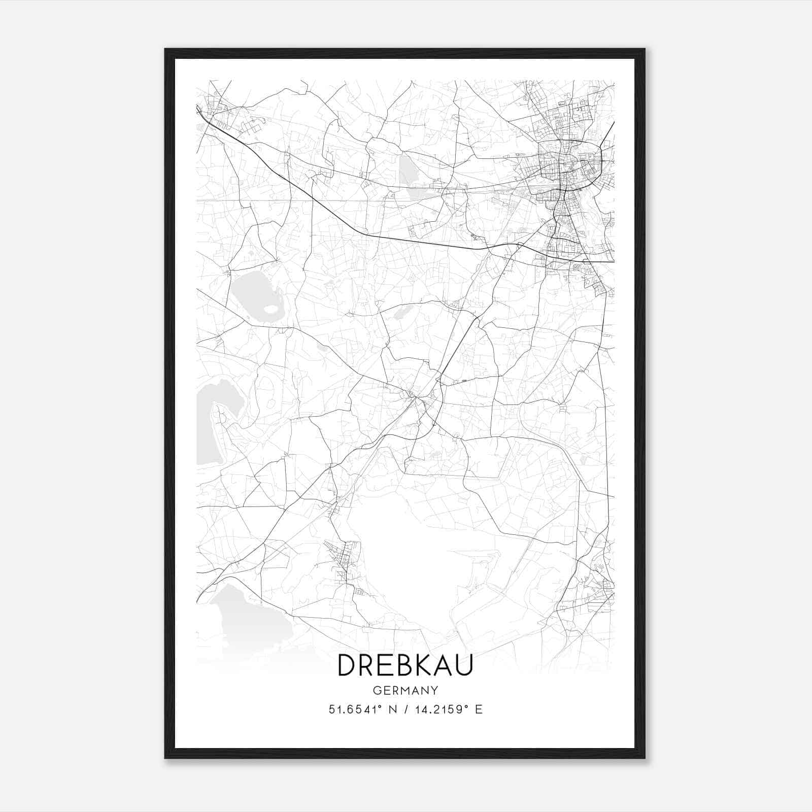 Drebkau Germany Map Poster, Modern Home Decor Wall Art Print