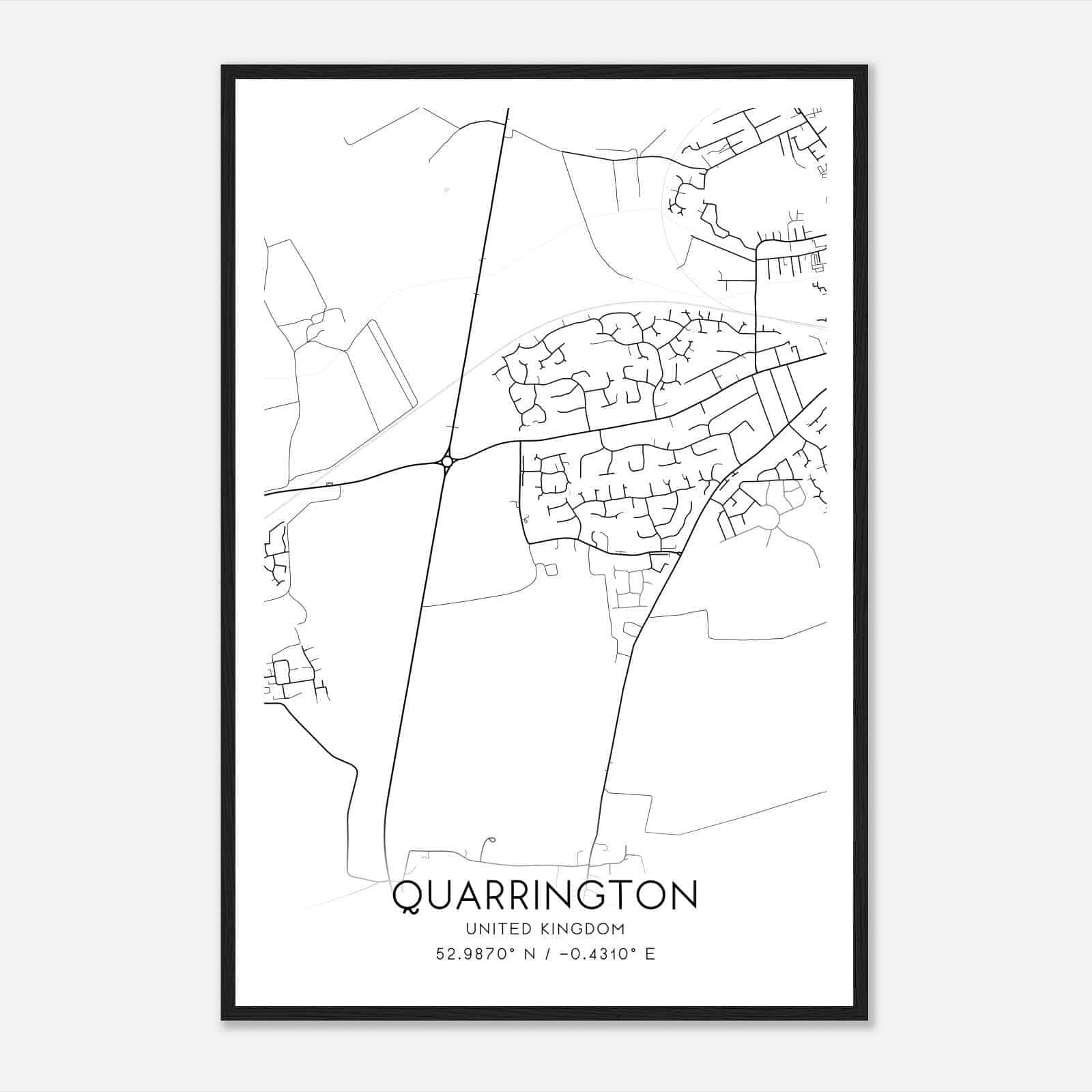 Quarrington United Kingdom Map Poster, Modern Home Decor Wall Art Print