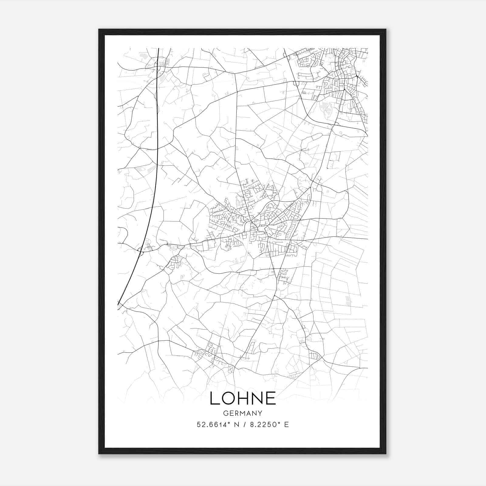 Lohne Germany Map Poster, Modern Home Decor Wall Art Print