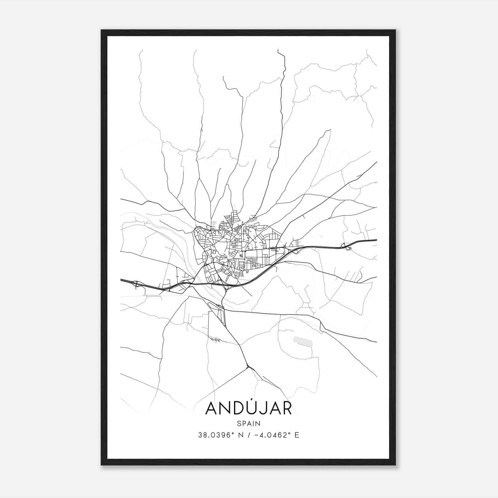 Andujar Spain Map Poster, Modern Home Decor Wall Art Print