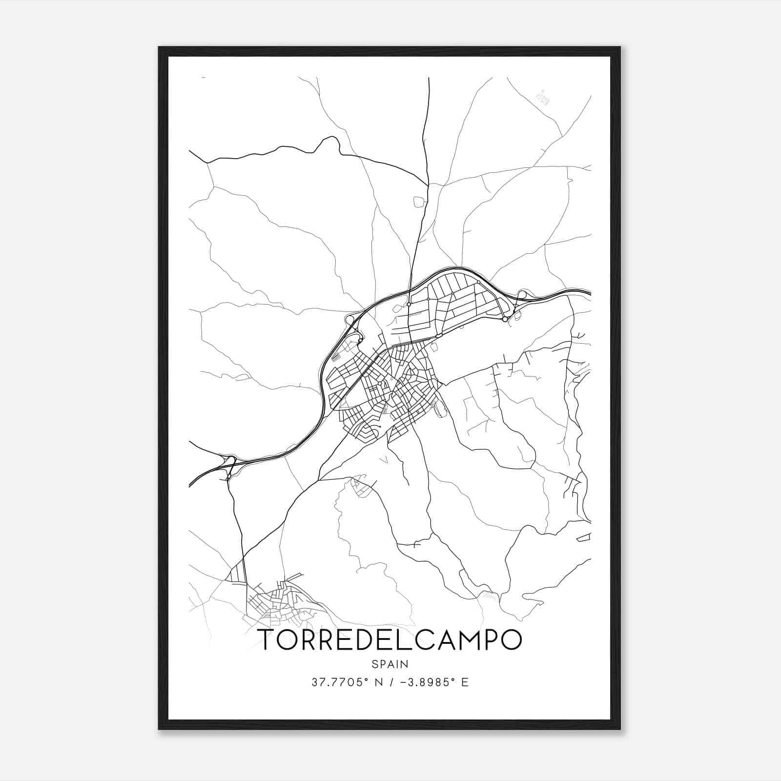 Torre del Campo Spain Map Poster, Modern Home Decor Wall Art Print