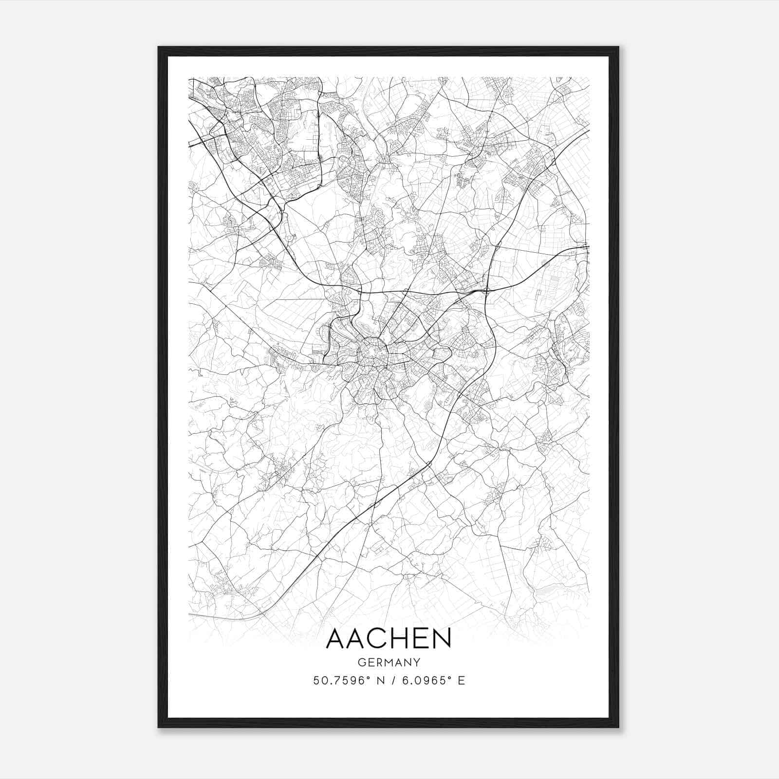Aachen Germany Map Poster, Modern Home Decor Wall Art Print