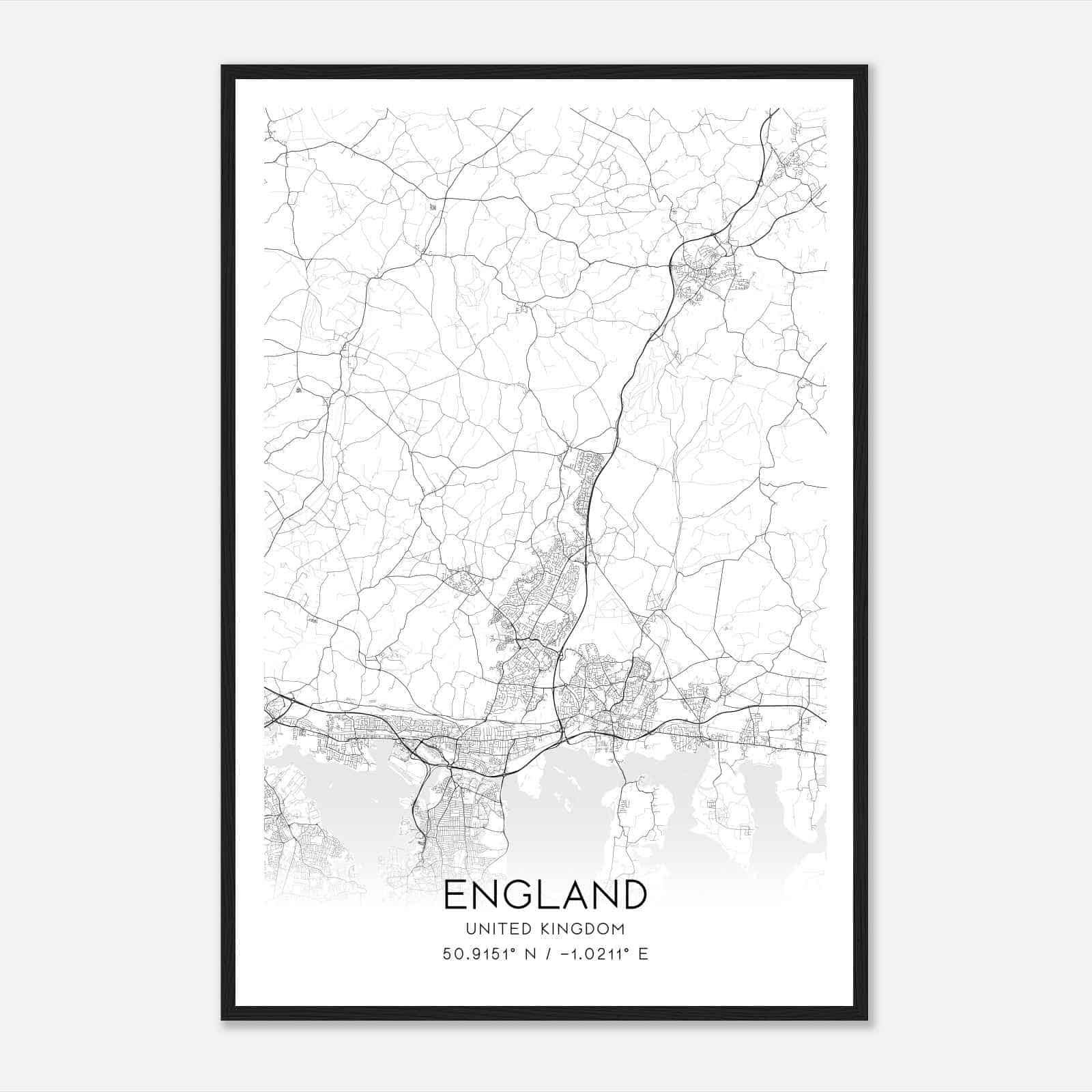 Waterlooville United Kingdom Map Poster, Modern Home Decor Wall Art Print