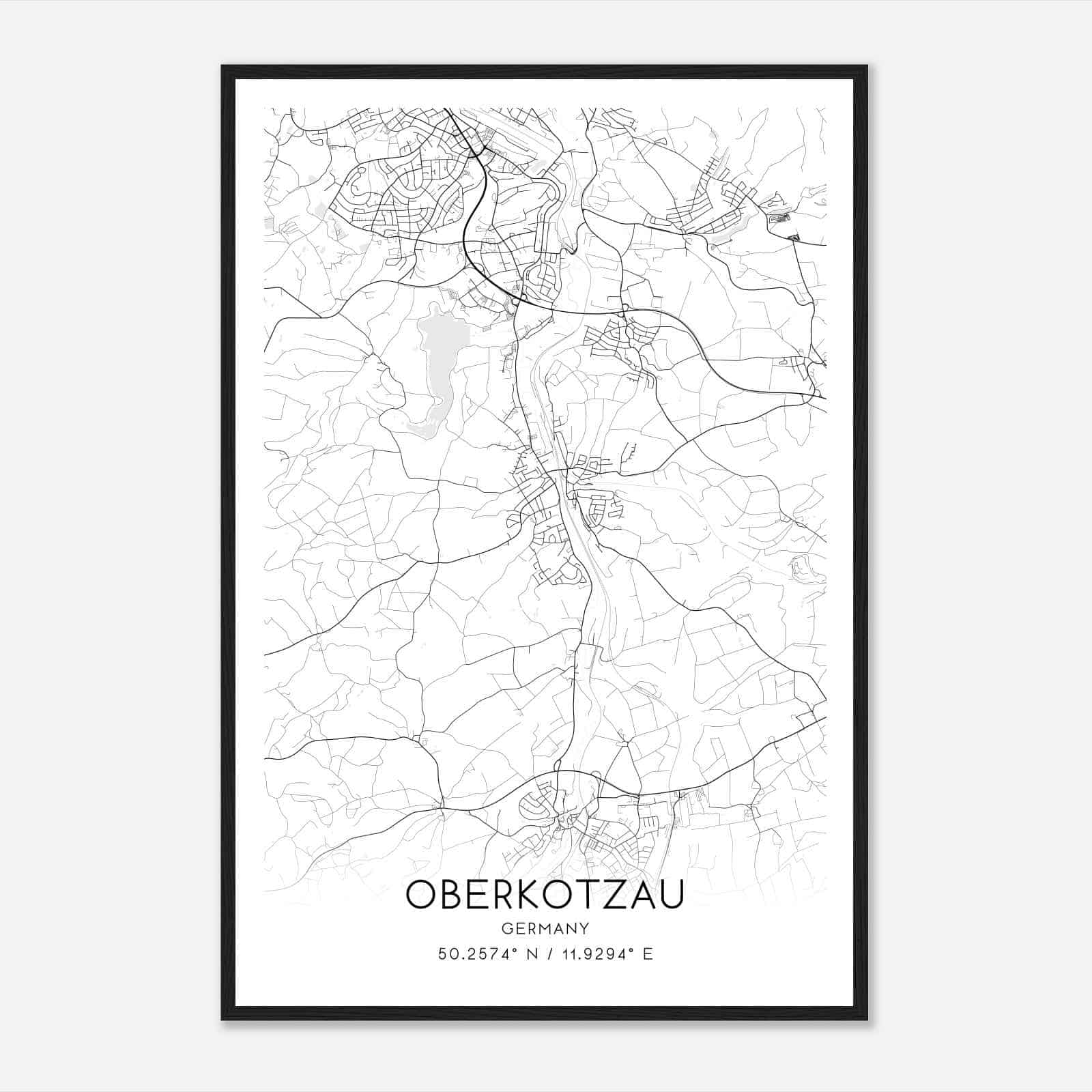 Oberkotzau Germany Map Poster, Modern Home Decor Wall Art Print