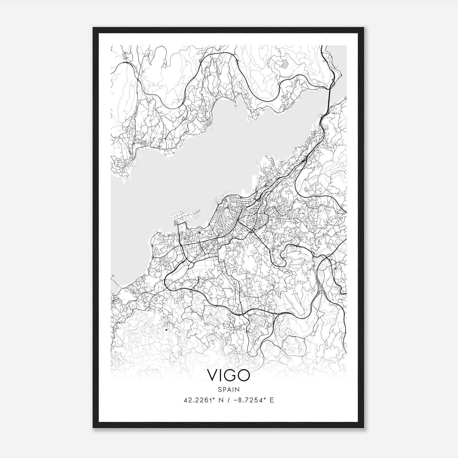 Vigo Spain Map Poster, Modern Home Decor Wall Art Print