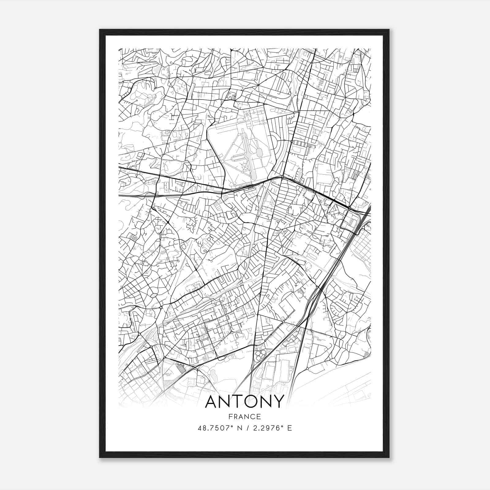 Antony France Map Poster, Modern Home Decor Wall Art Print