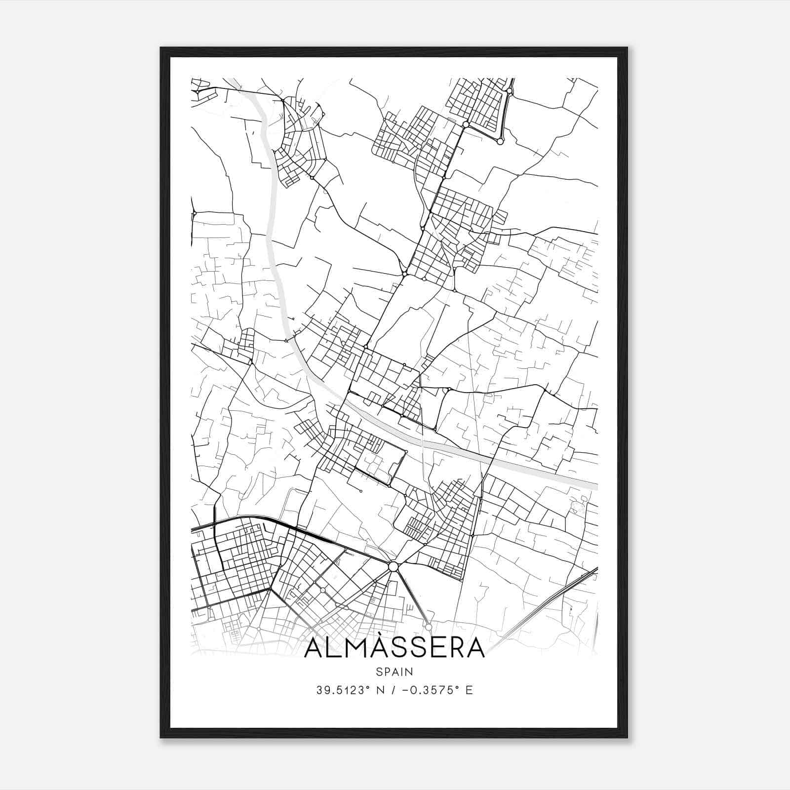 Almacera Spain Map Poster, Modern Home Decor Wall Art Print