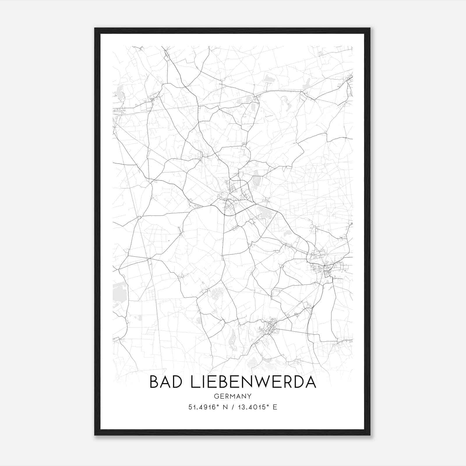 Bad Liebenwerda Germany Map Poster, Modern Home Decor Wall Art Print