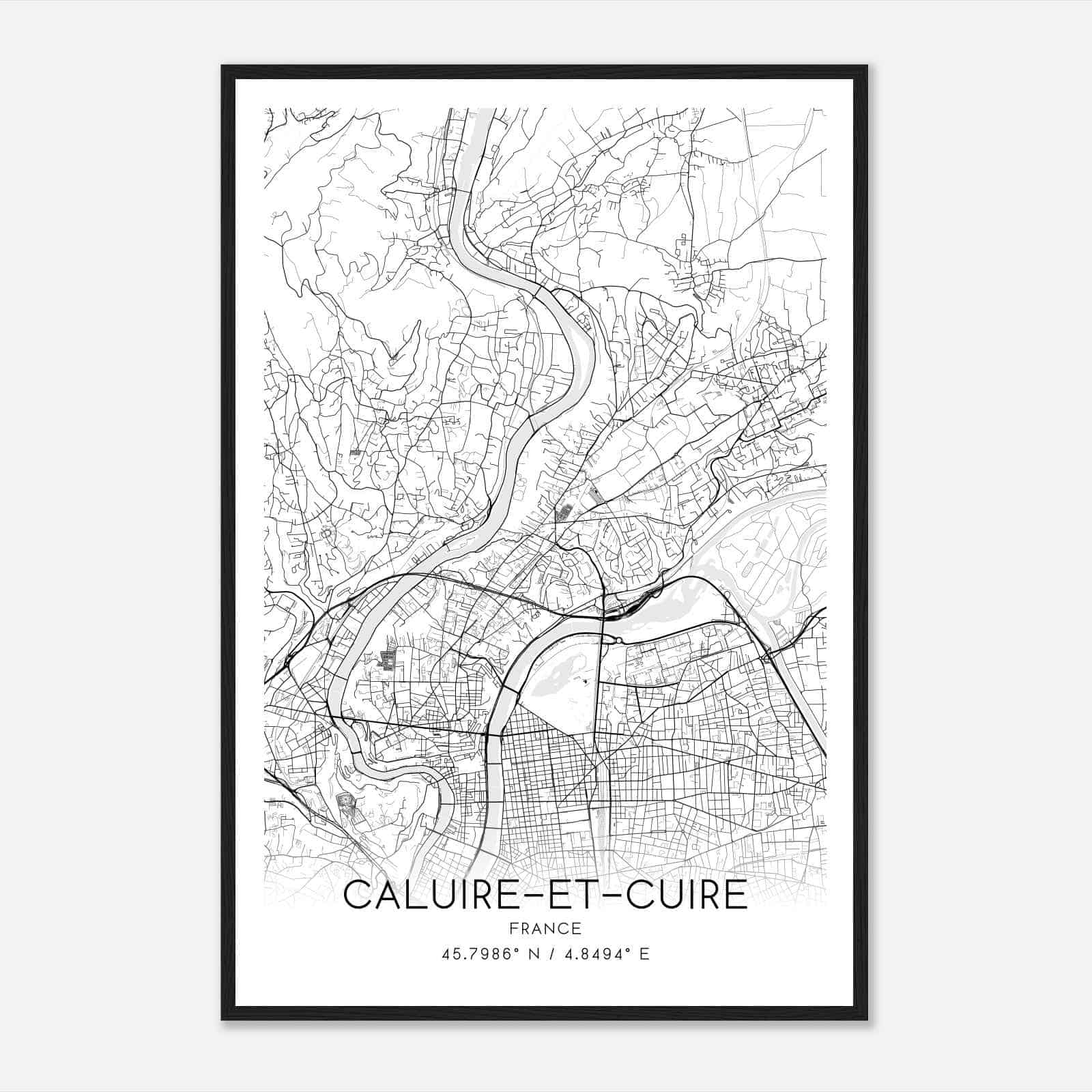 Caluire-et-Cuire France Map Poster, Modern Home Decor Wall Art Print