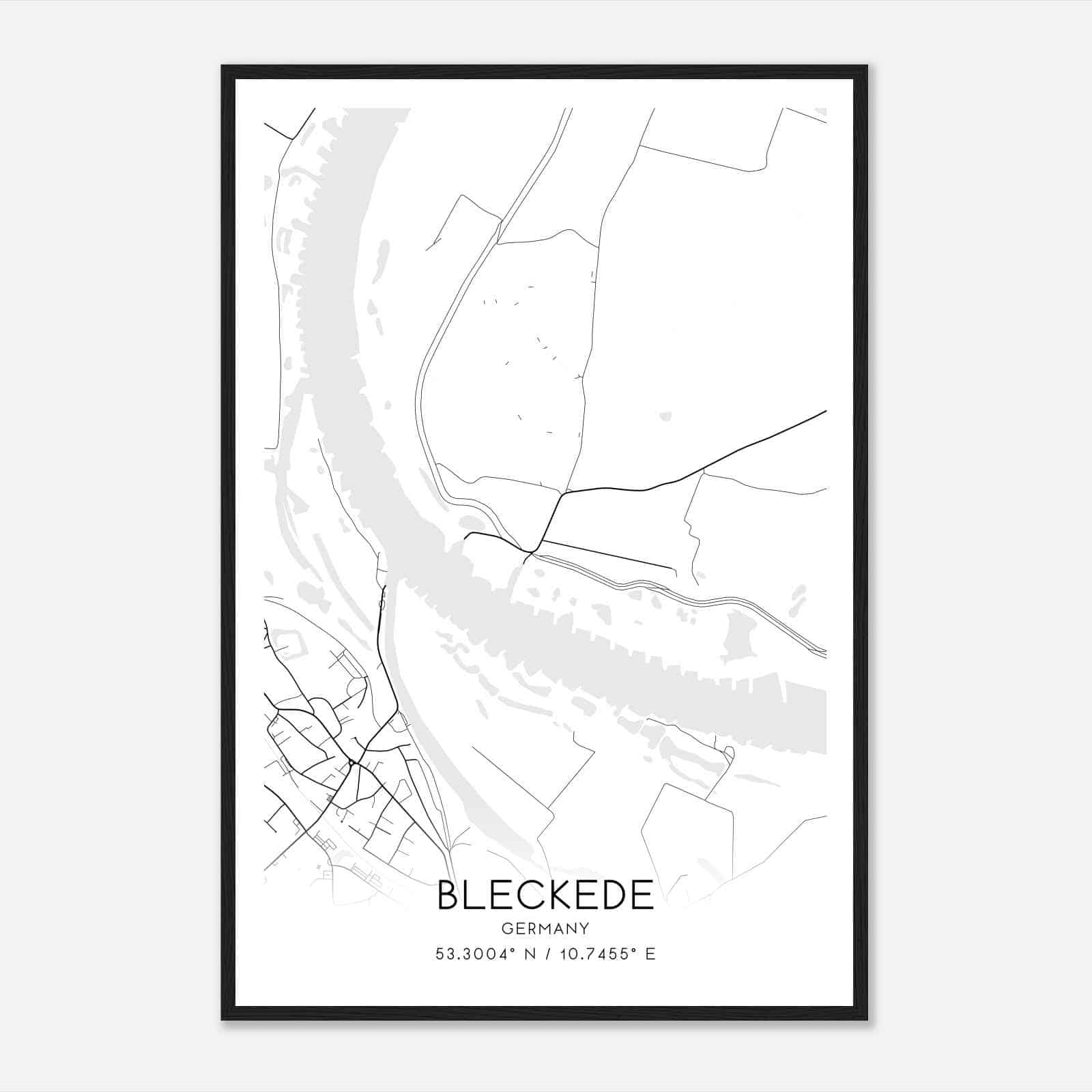 Neu Bleckede Germany Map Poster, Modern Home Decor Wall Art Print