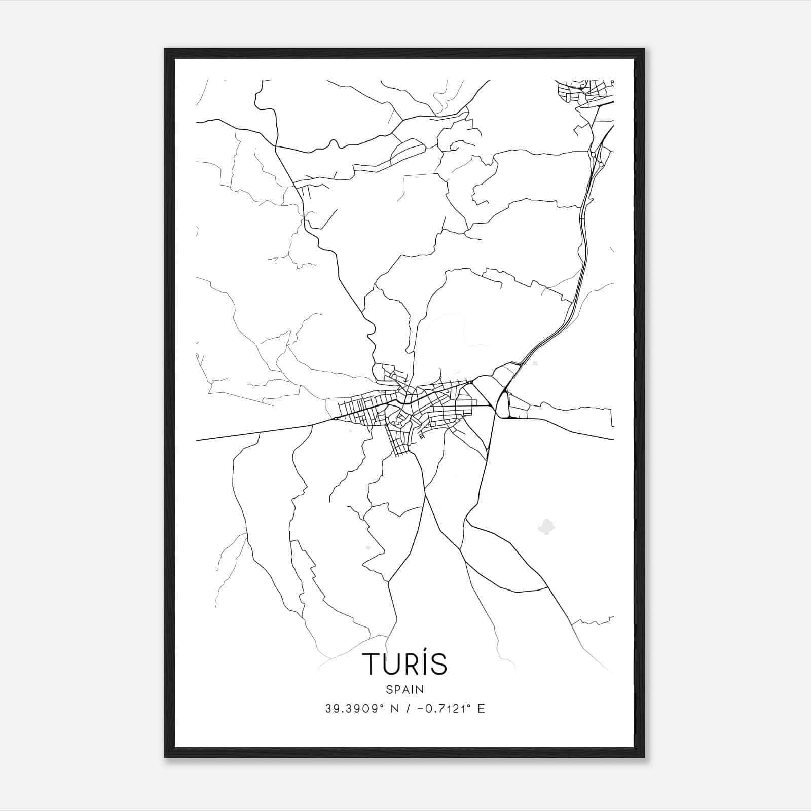 Turis Spain Map Poster, Modern Home Decor Wall Art Print