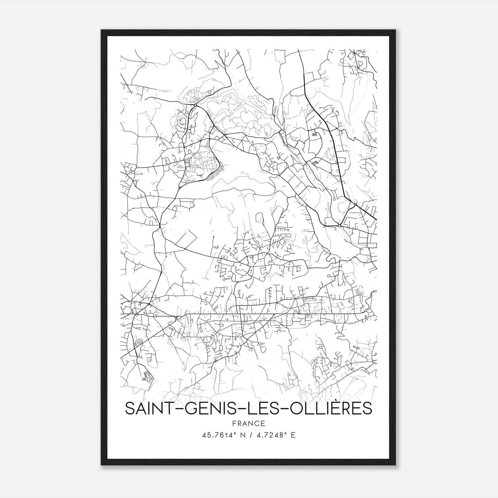 Saint-Genis-les-Ollieres France Map Poster, Modern Home Decor Wall Art Print