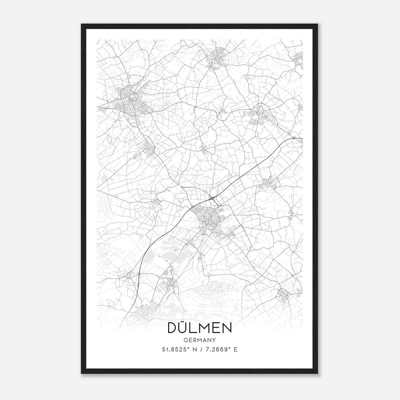 Dulmen Germany Map Poster, Modern Home Decor Wall Art Print