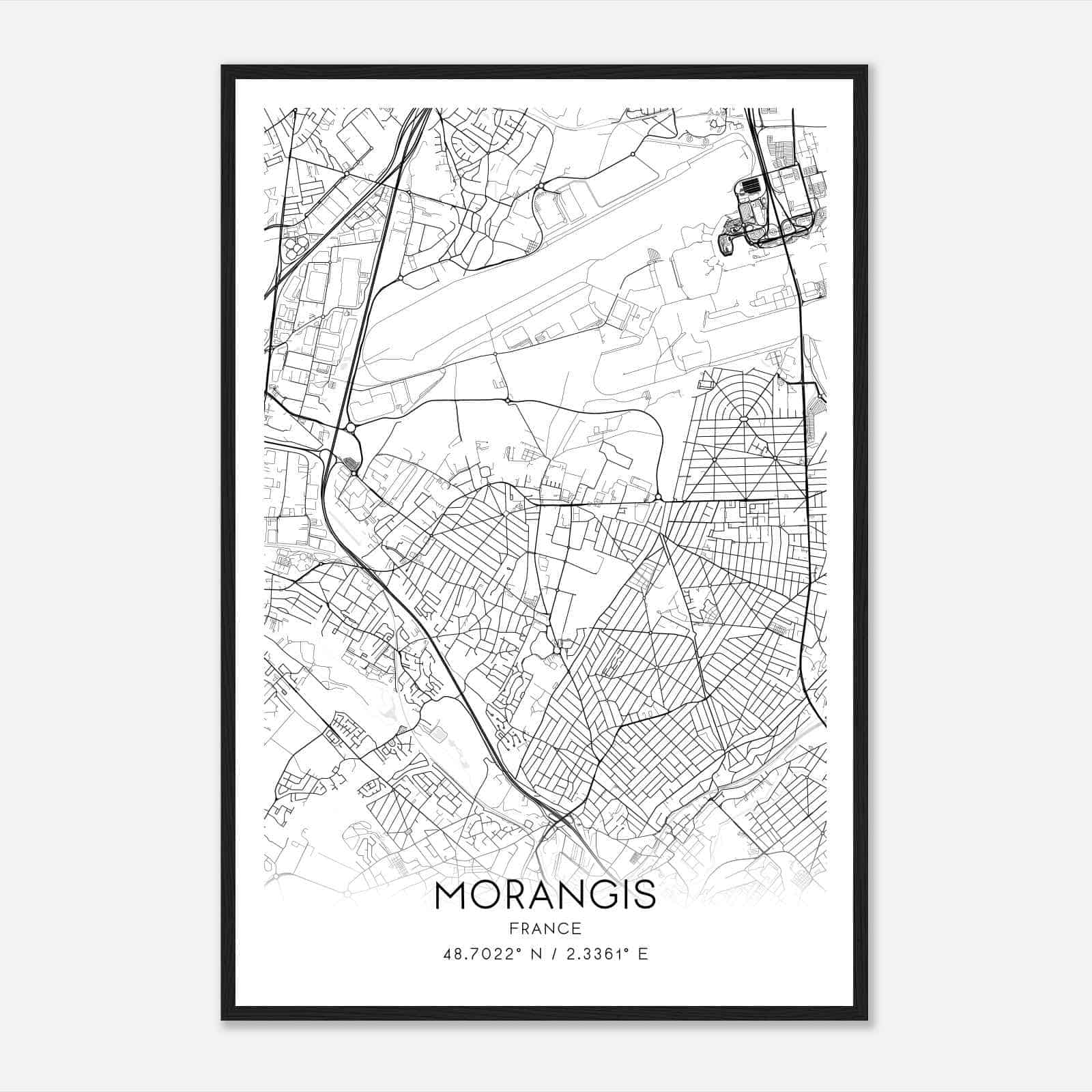 Morangis France Map Poster, Modern Home Decor Wall Art Print