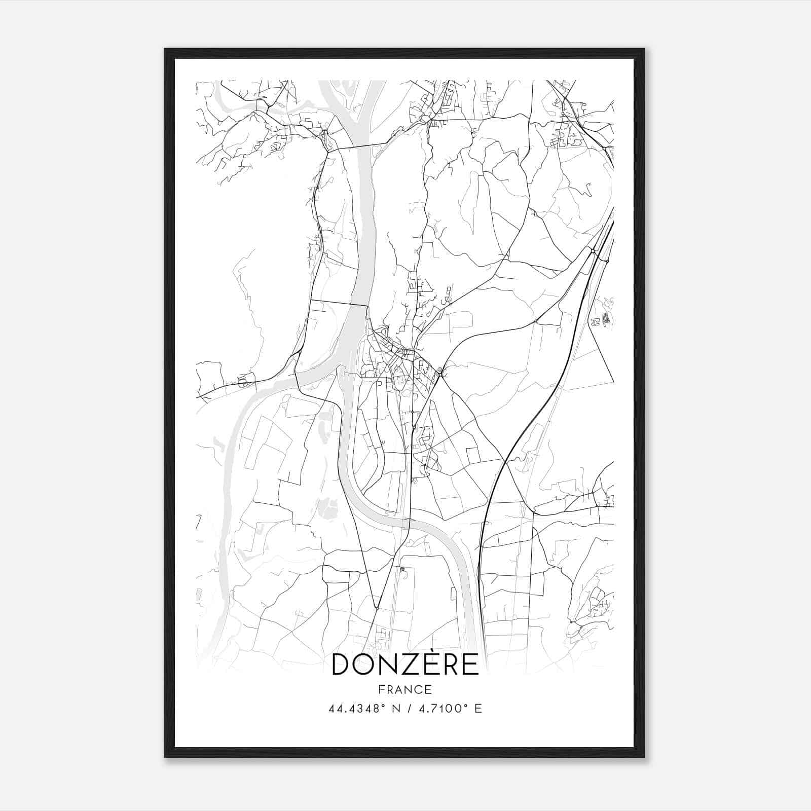 Donzere France Map Poster, Modern Home Decor Wall Art Print