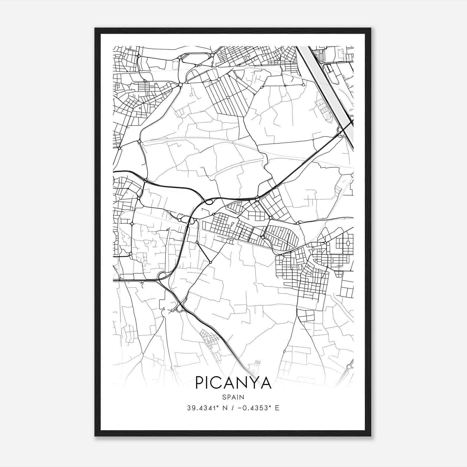 Picana Spain Map Poster, Modern Home Decor Wall Art Print