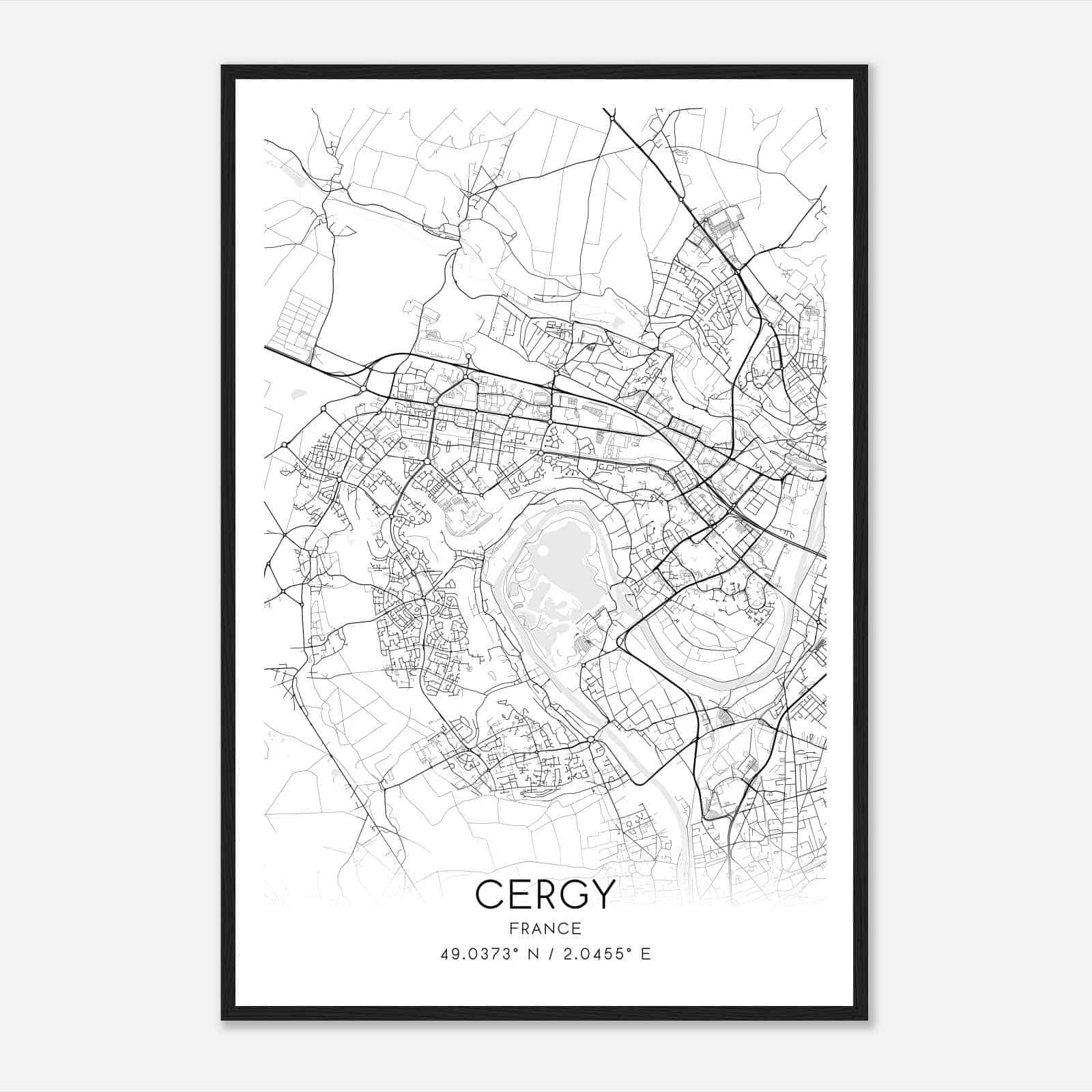 Cergy France Map Poster, Modern Home Decor Wall Art Print Cergy France Map Poster, Modern Home Decor Wall Art Print