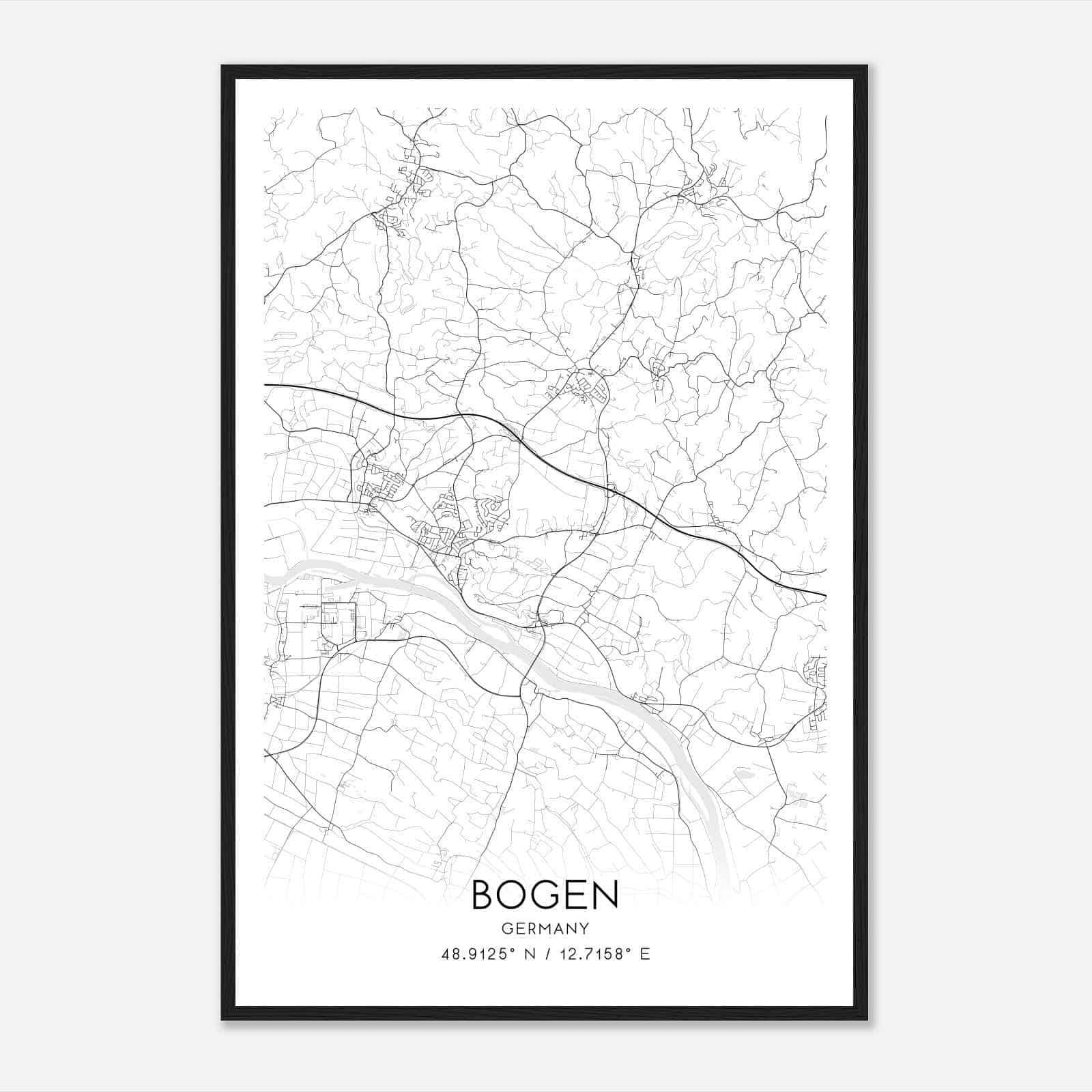 Bogen Germany Map Poster, Modern Home Decor Wall Art Print