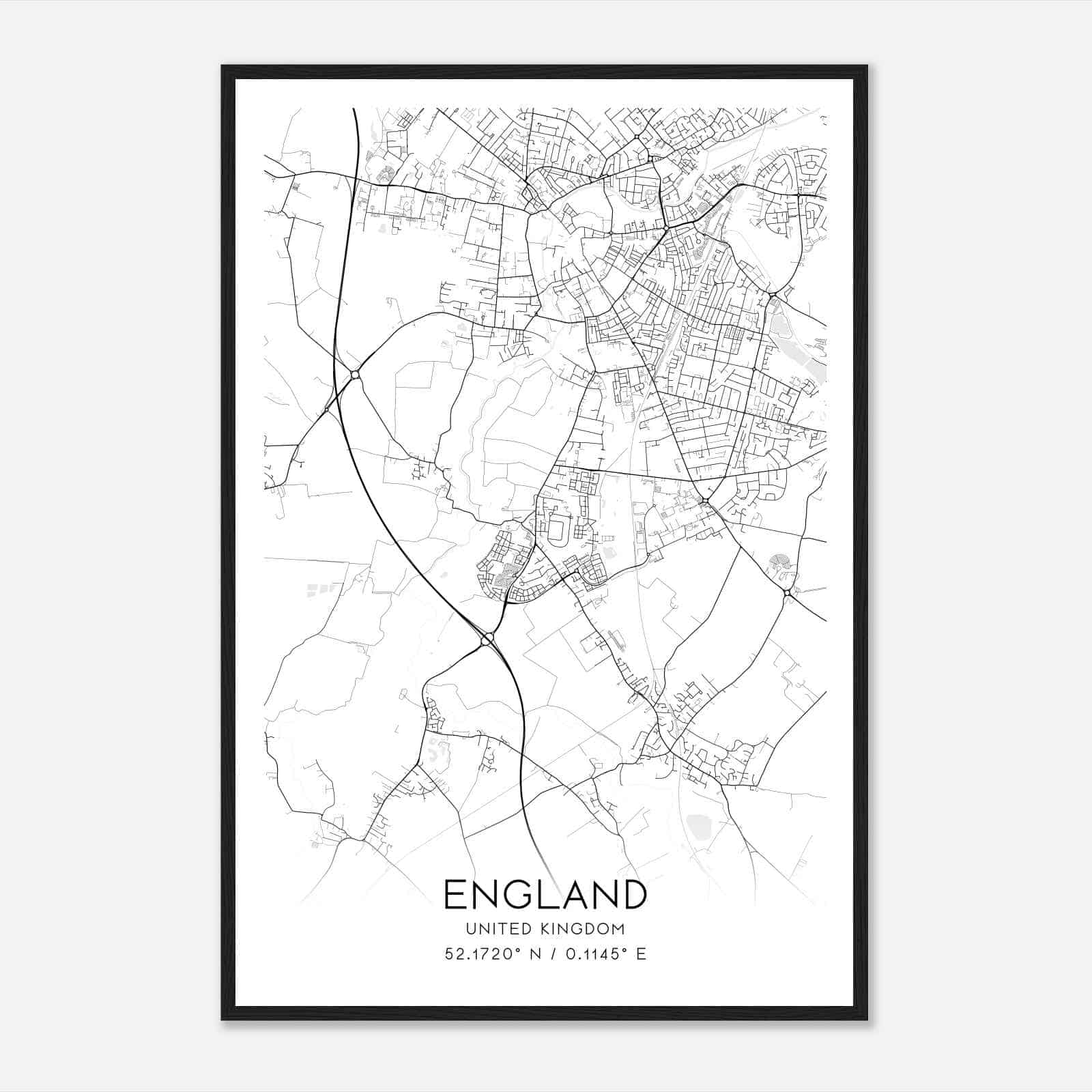 Trumpington United Kingdom Map Poster, Modern Home Decor Wall Art Print
