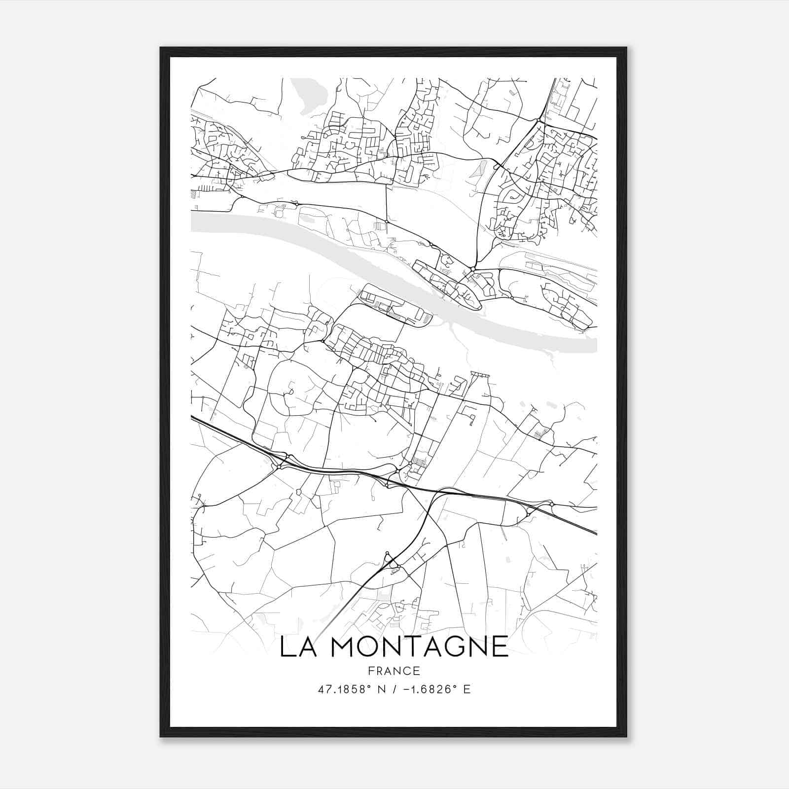 La Montagne France Map Poster, Modern Home Decor Wall Art Print