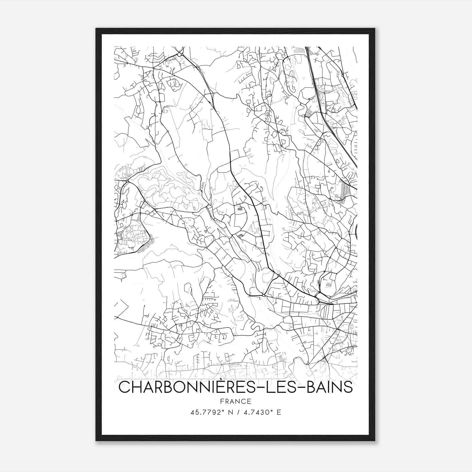 Charbonnieres-les-Bains France Map Poster, Modern Home Decor Wall Art Print