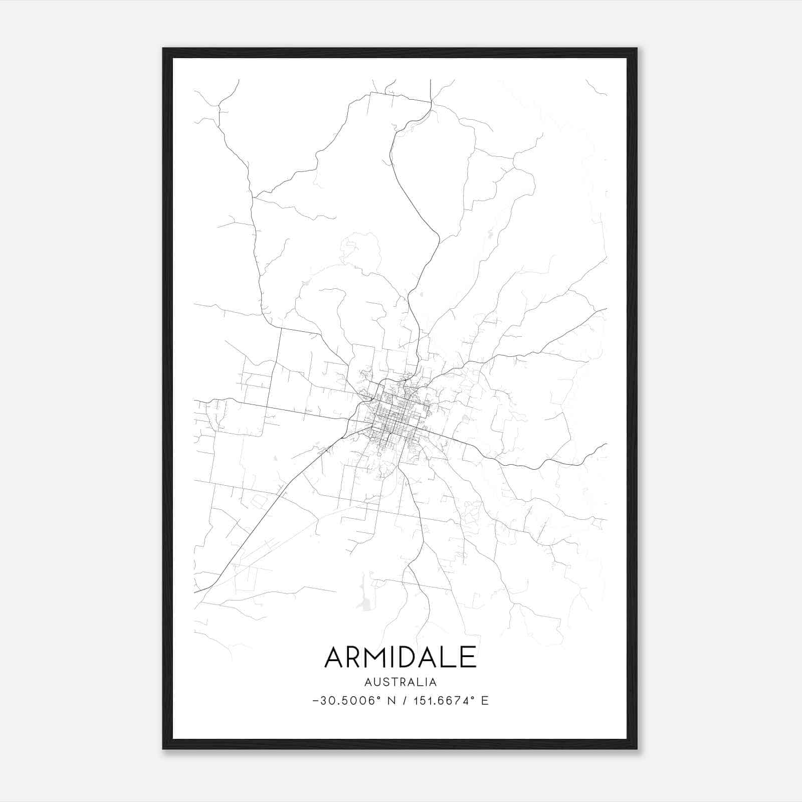 Armidale Australia Map Poster, Modern Home Decor Wall Art Print