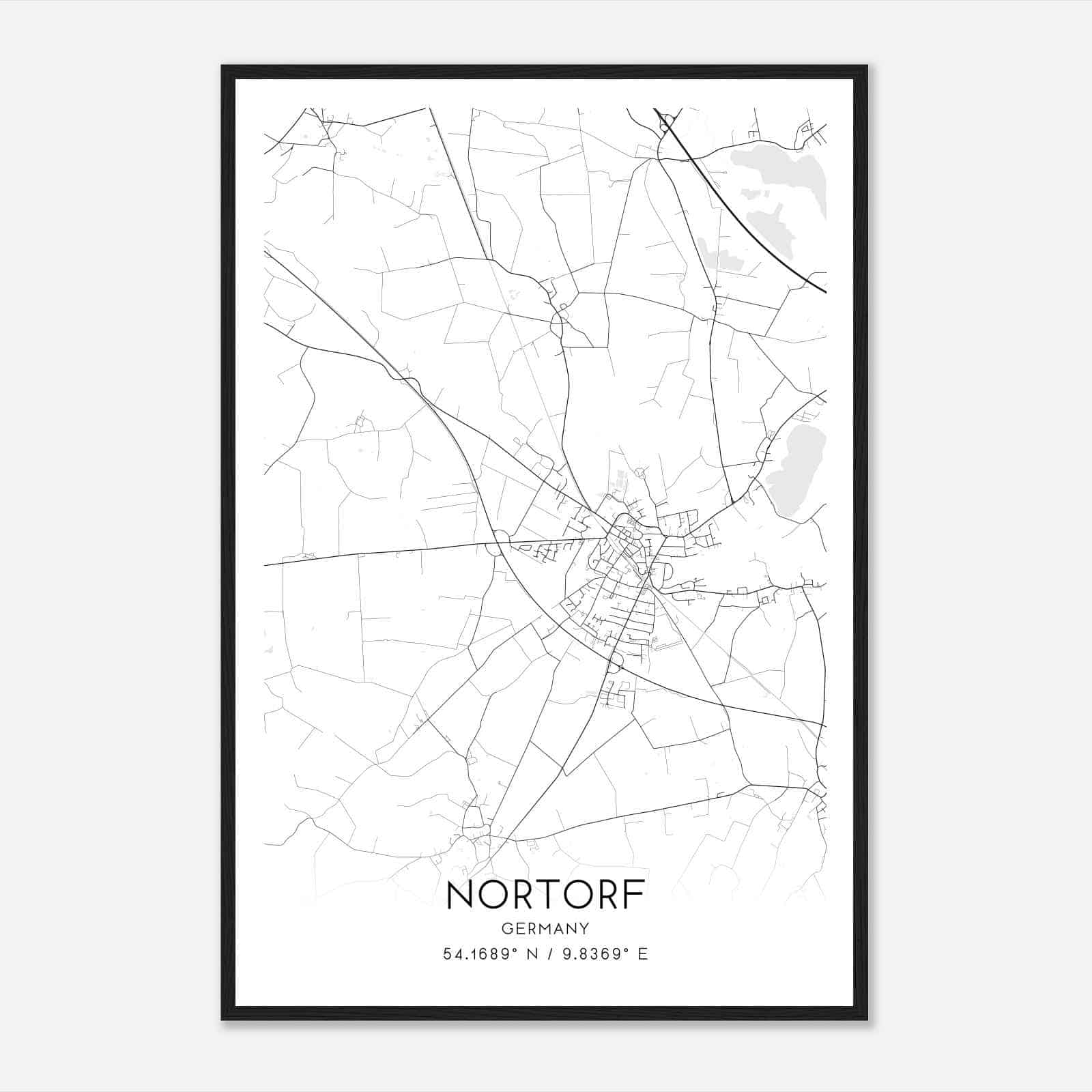 Nortorf Germany Map Poster, Modern Home Decor Wall Art Print