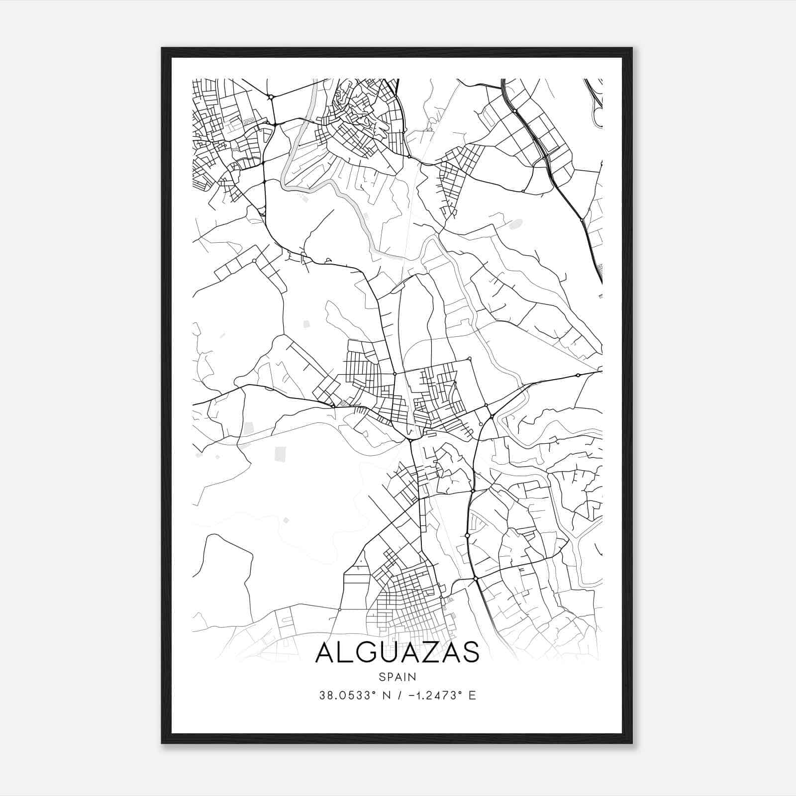 Alguazas Spain Map Poster, Modern Home Decor Wall Art Print