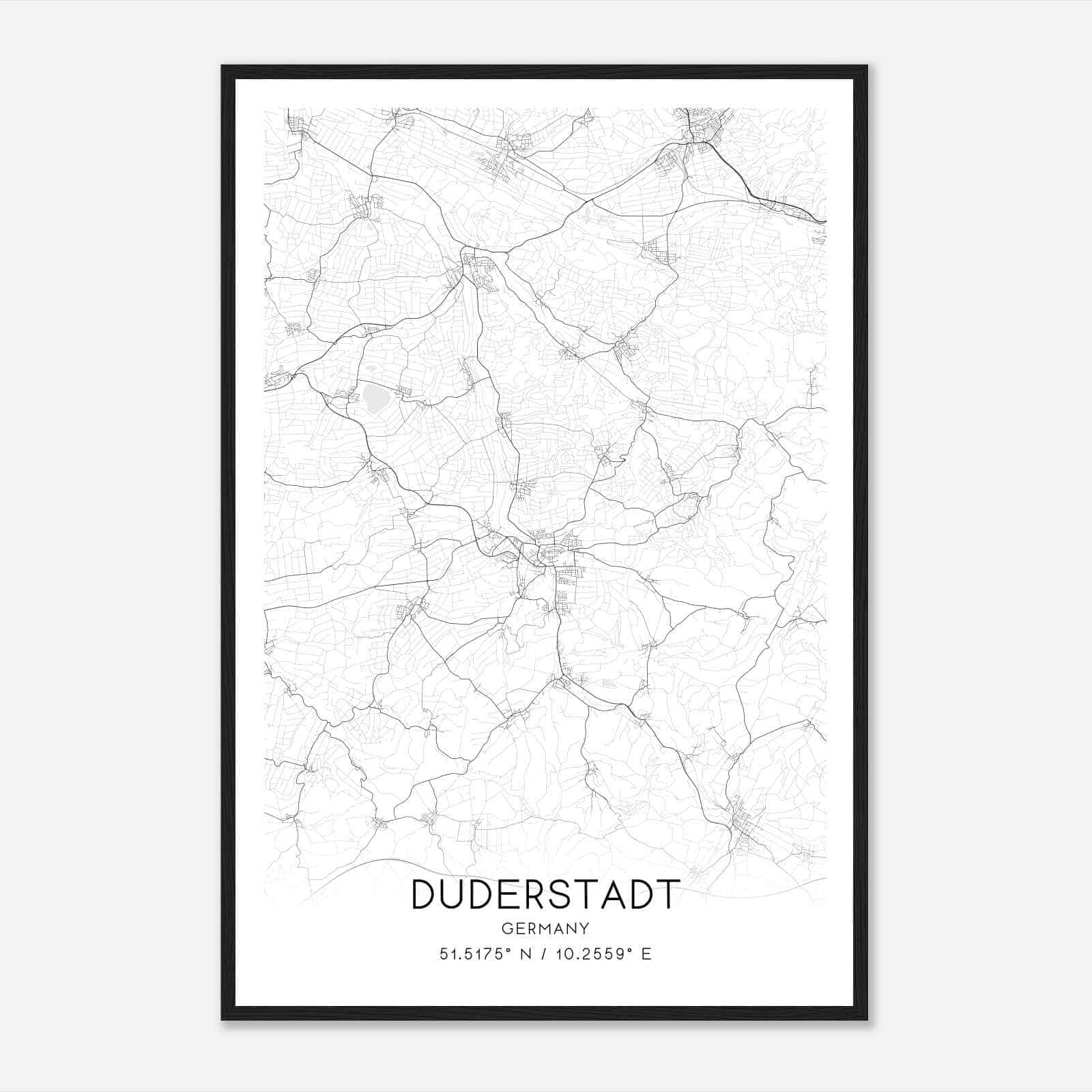 Duderstadt Germany Map Poster, Modern Home Decor Wall Art Print